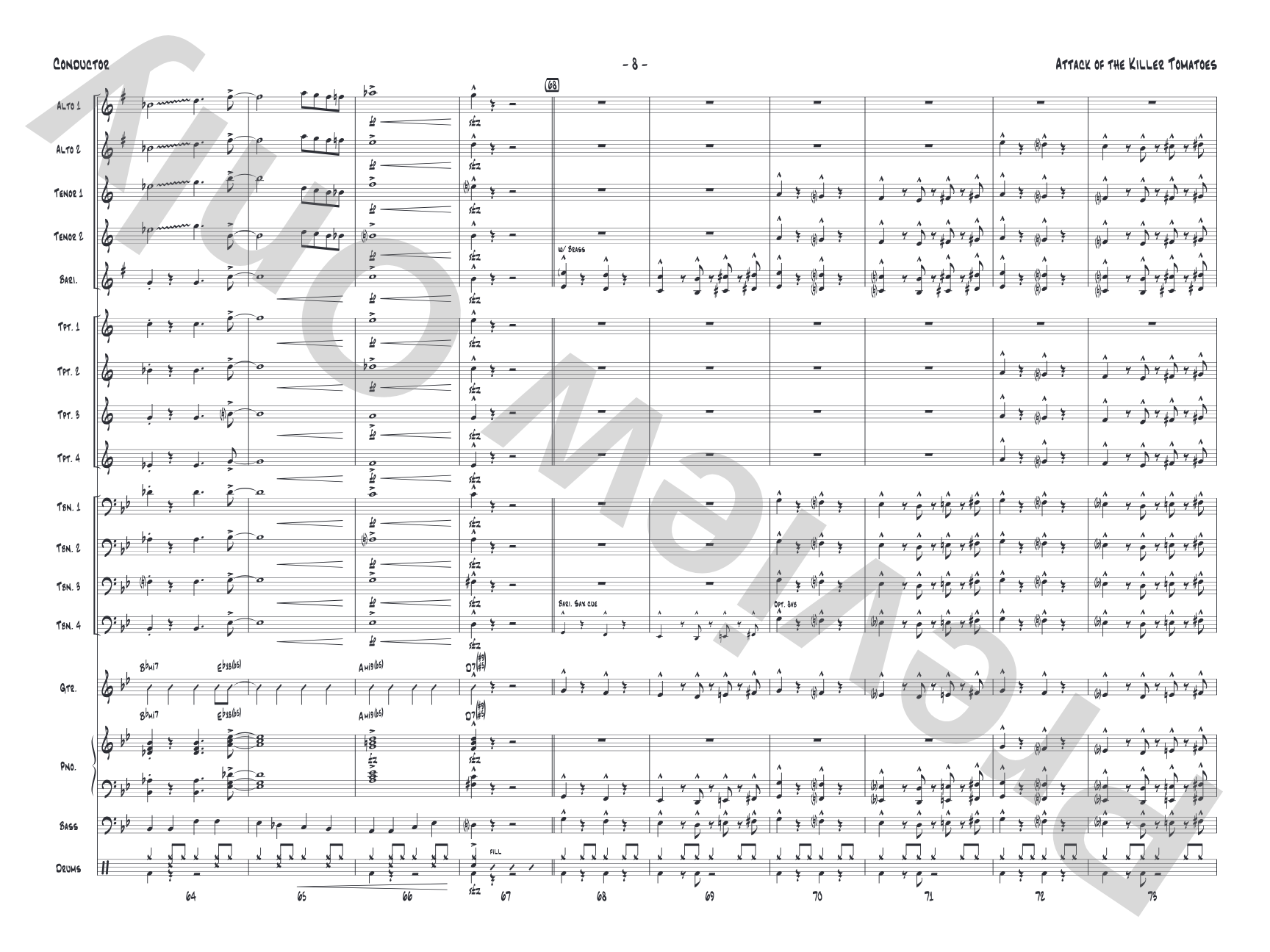 Attack of the Killer Tomatoes: Jazz Ensemble Conductor Score & Parts