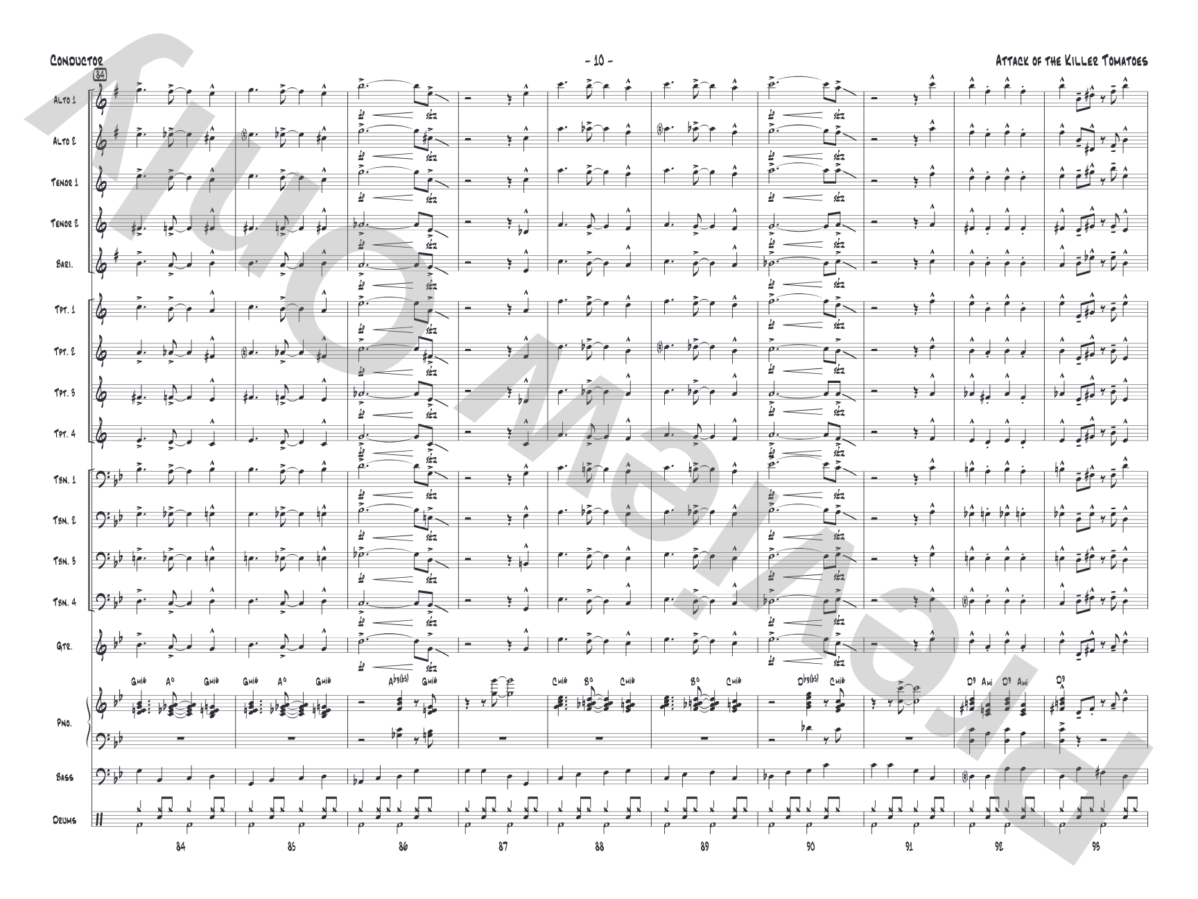 Attack of the Killer Tomatoes: Jazz Ensemble Conductor Score & Parts