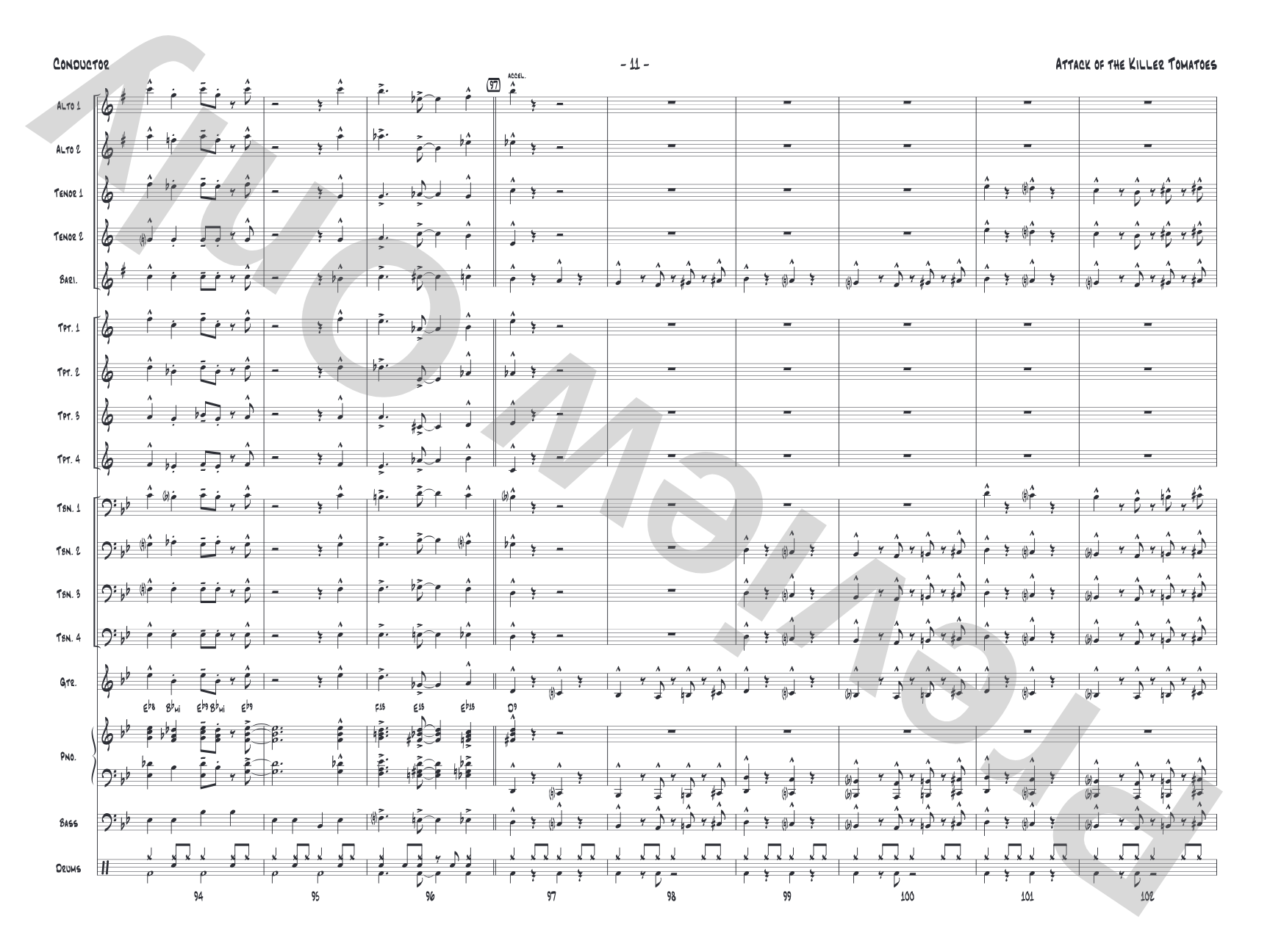 Attack of the Killer Tomatoes: Jazz Ensemble Conductor Score & Parts