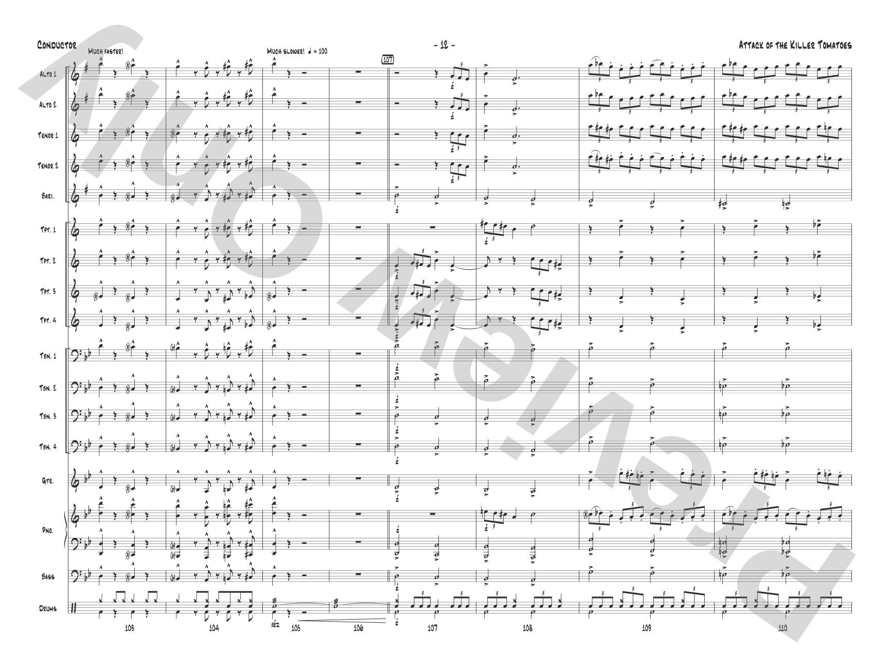 Attack of the Killer Tomatoes: Jazz Ensemble Conductor Score & Parts