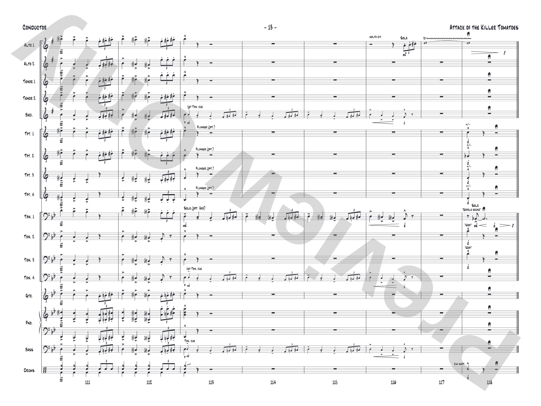 Attack of the Killer Tomatoes: Jazz Ensemble Conductor Score & Parts