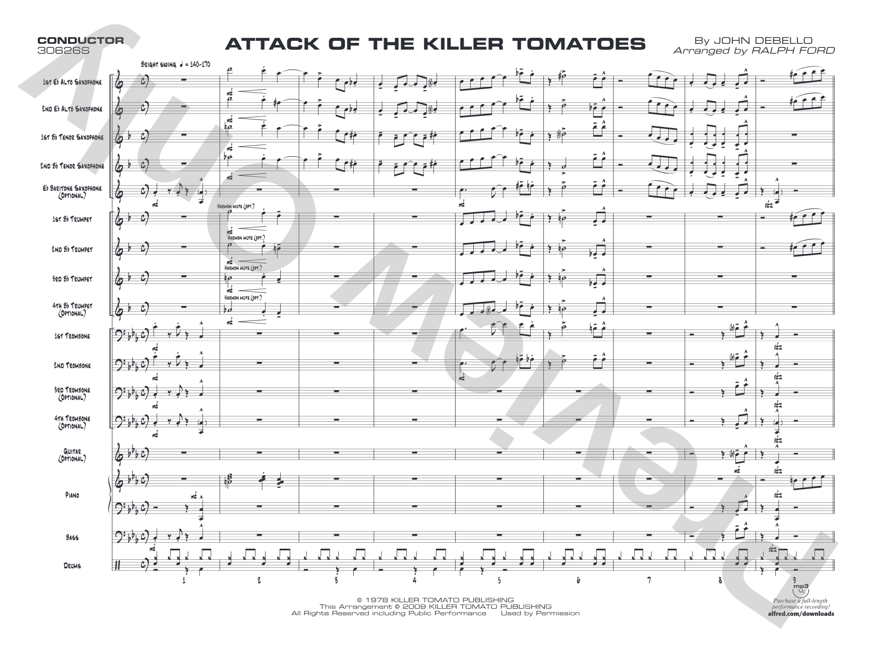 Attack of the Killer Tomatoes: Jazz Ensemble Conductor Score & Parts