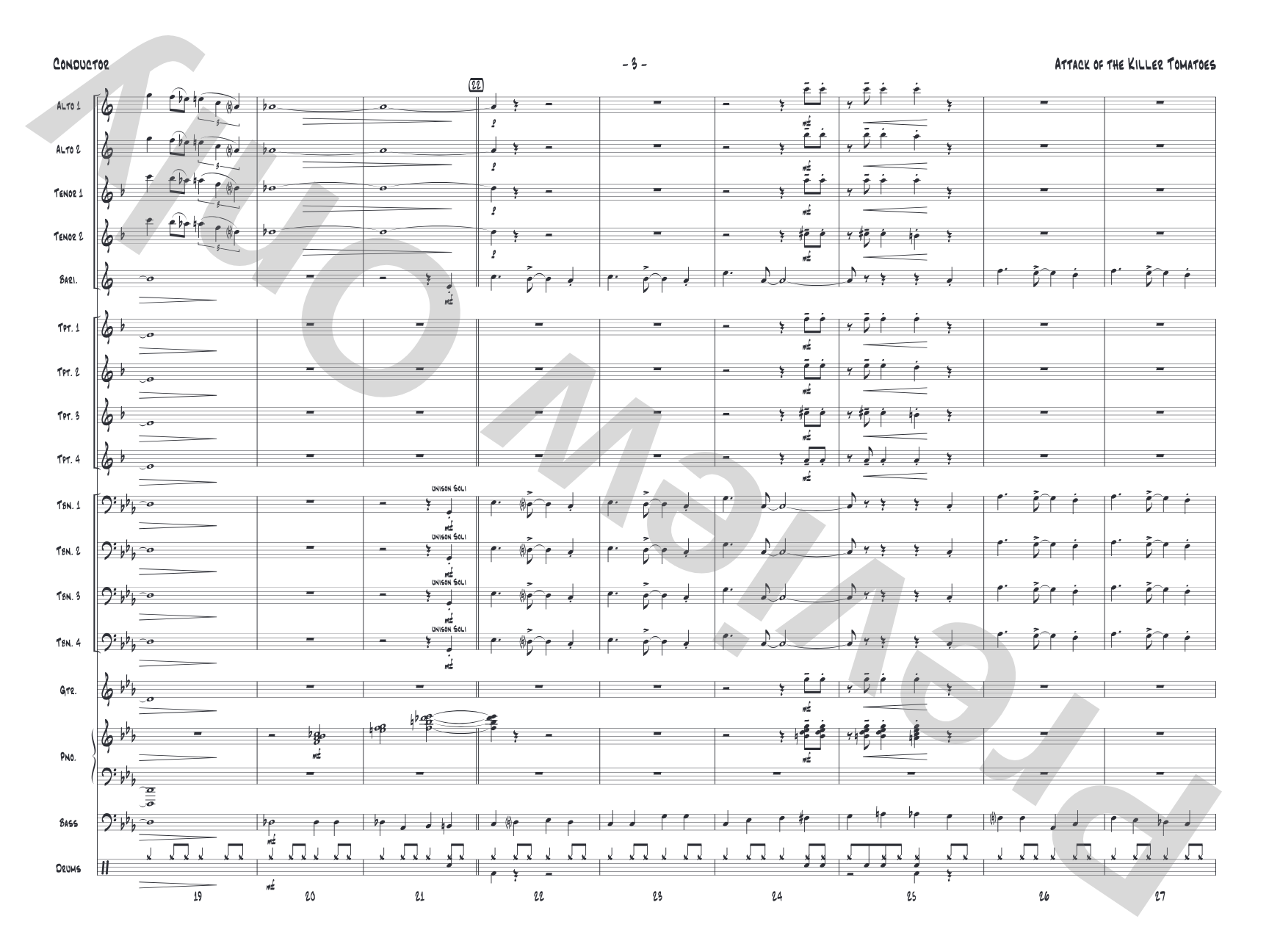 Attack of the Killer Tomatoes: Jazz Ensemble Conductor Score & Parts