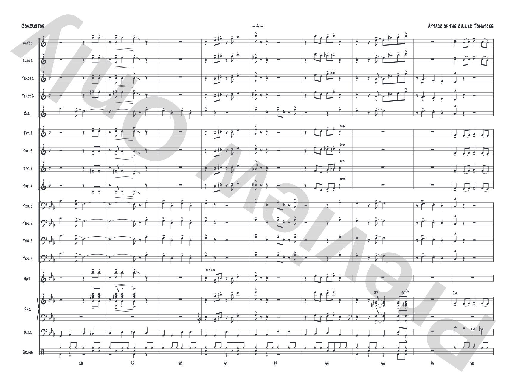 Attack of the Killer Tomatoes: Jazz Ensemble Conductor Score & Parts