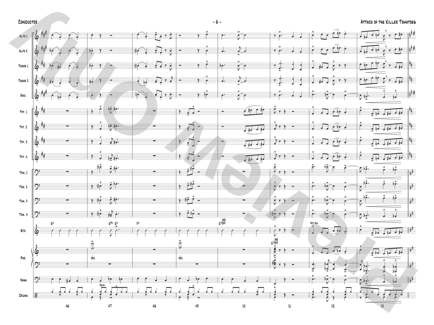 Attack of the Killer Tomatoes: Jazz Ensemble Conductor Score & Parts