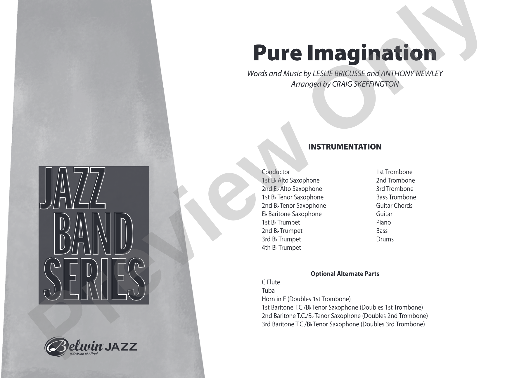 Pure Imagination (from Willy Wonka and the Chocolate Factory): Jazz Ensemble Conductor Score & Parts