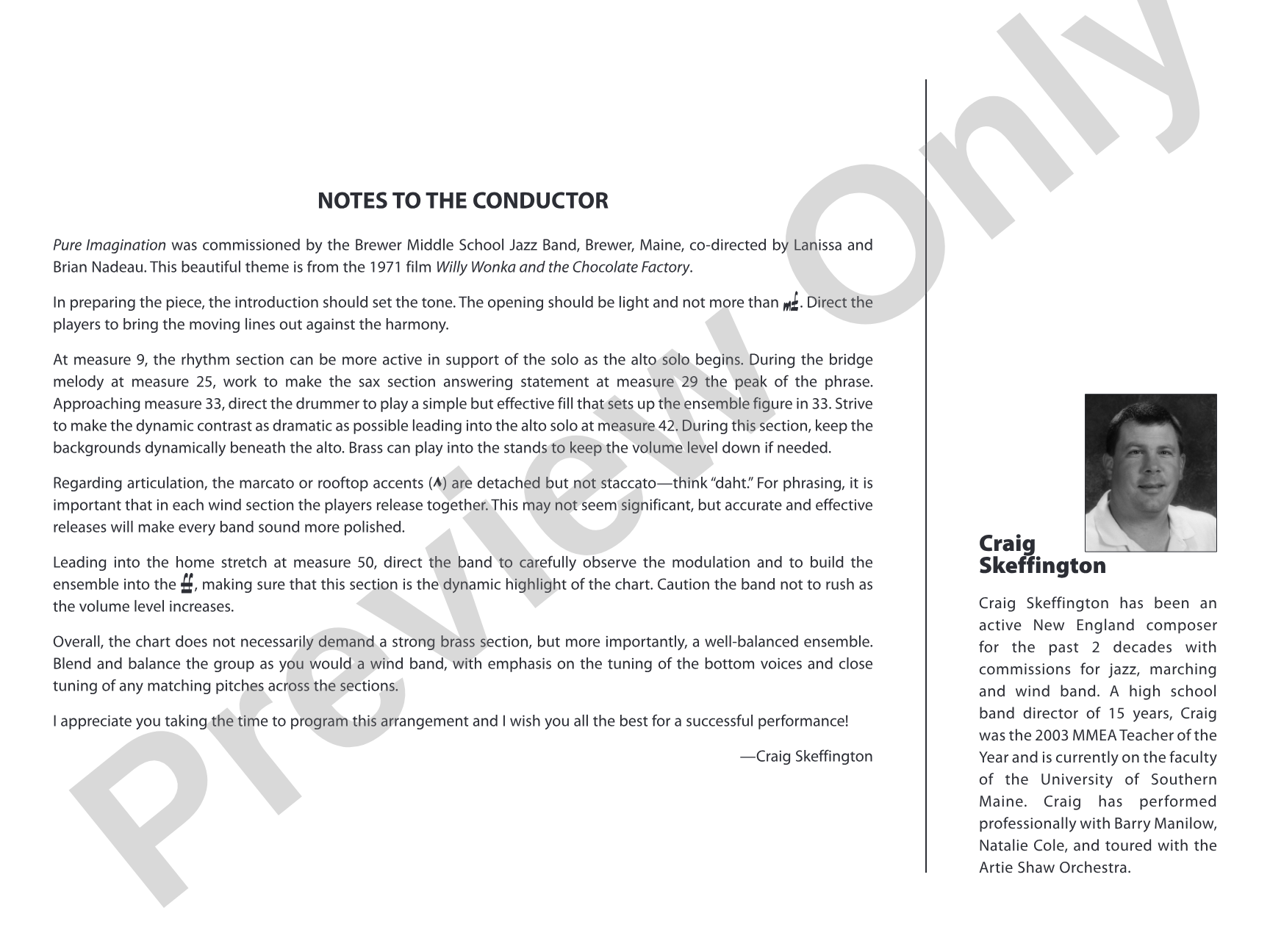 Pure Imagination (from Willy Wonka and the Chocolate Factory): Jazz Ensemble Conductor Score & Parts