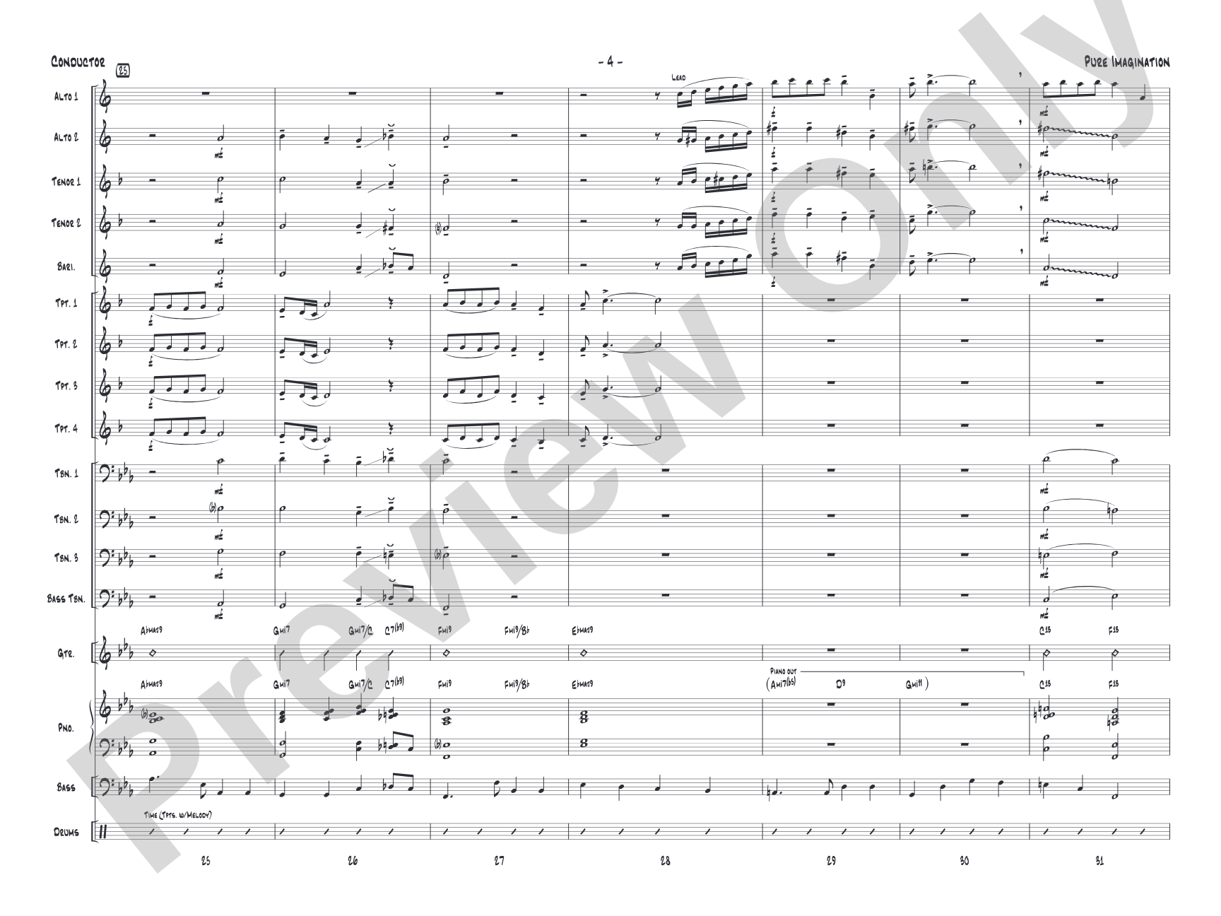 Pure Imagination (from Willy Wonka and the Chocolate Factory): Jazz Ensemble Conductor Score & Parts