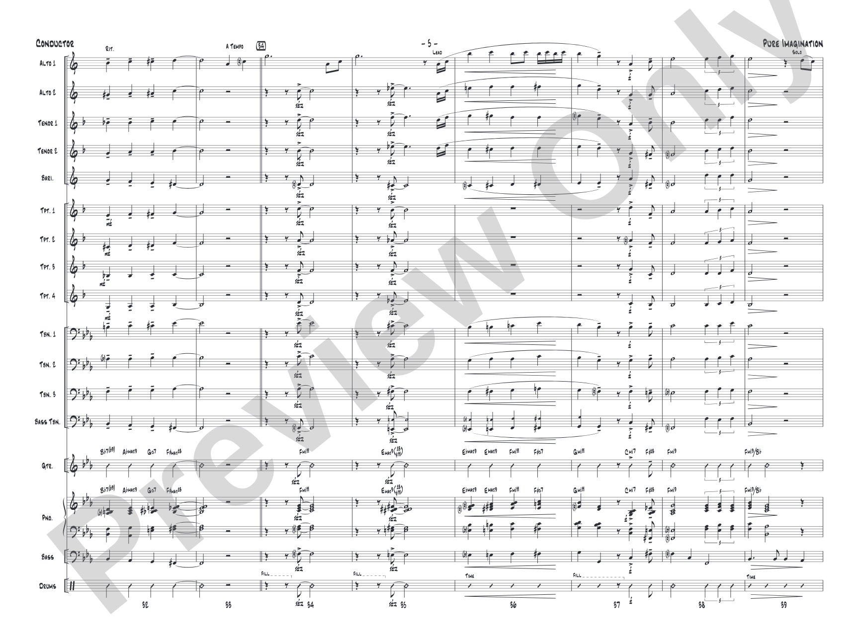Pure Imagination (from Willy Wonka and the Chocolate Factory): Jazz Ensemble Conductor Score & Parts