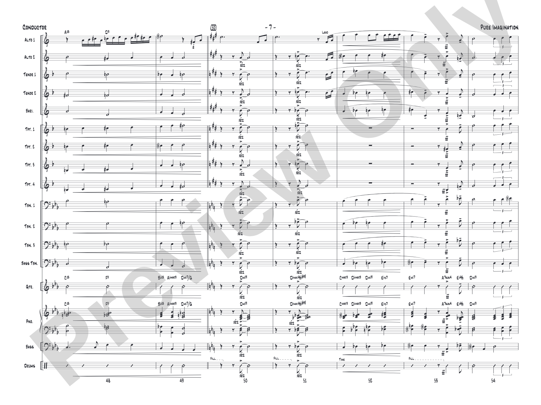 Pure Imagination (from Willy Wonka and the Chocolate Factory): Jazz Ensemble Conductor Score & Parts