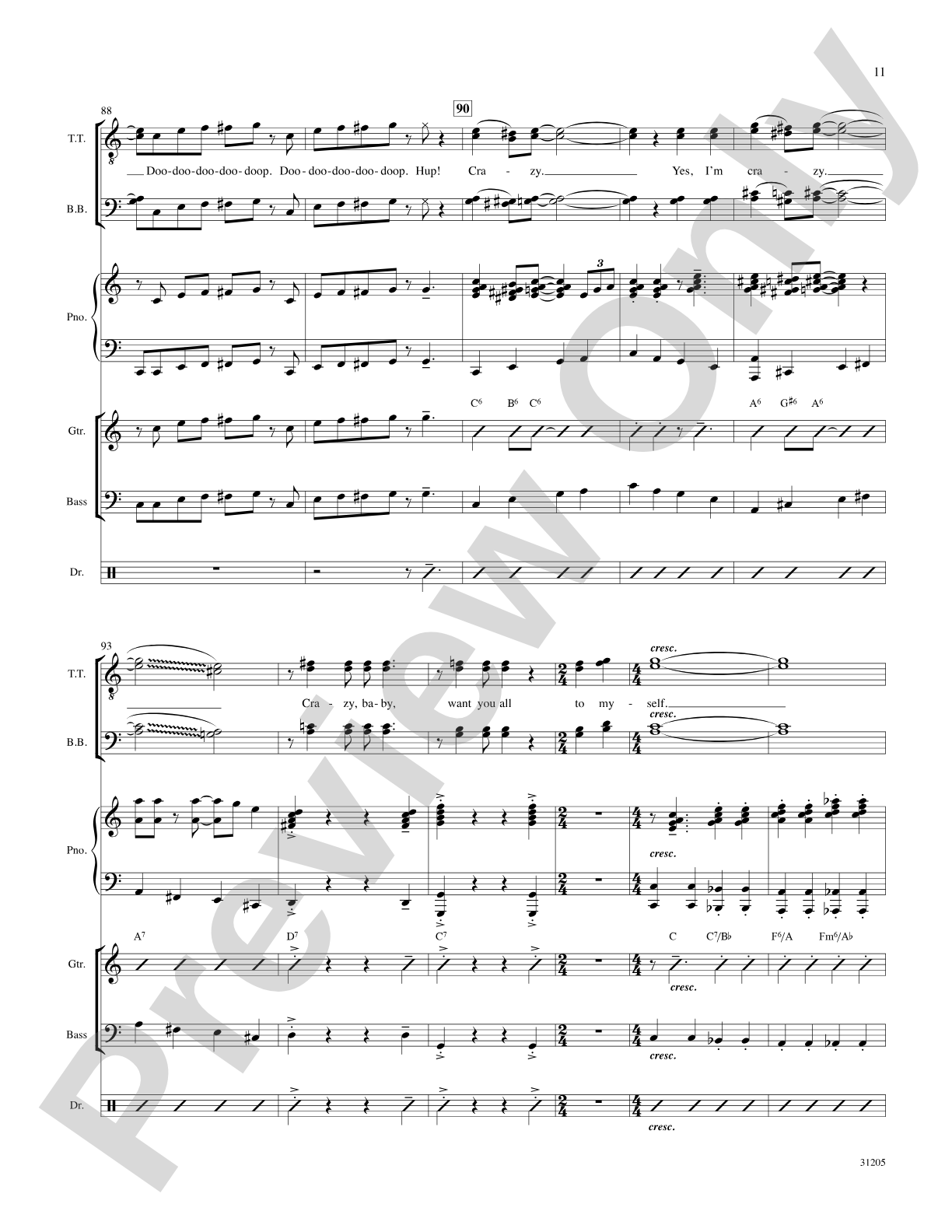 Crazy 'Bout Croonin' (A Medley for Men): Score