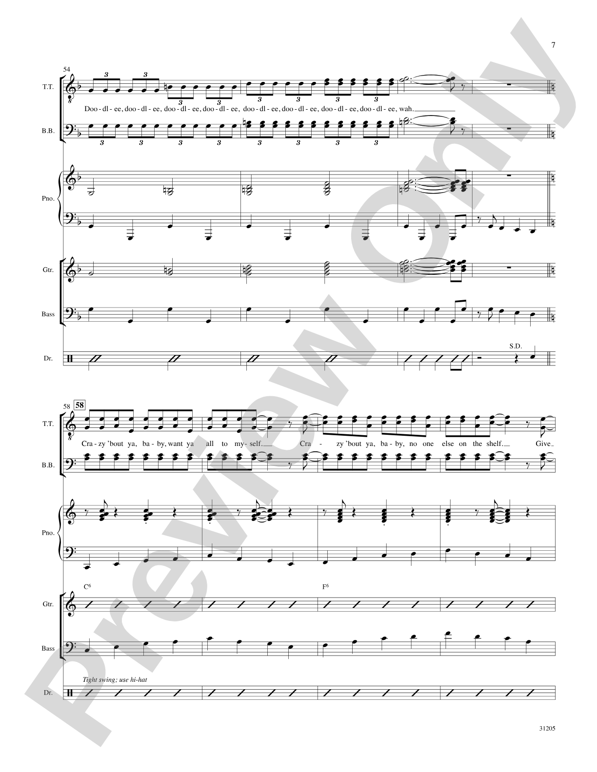 Crazy 'Bout Croonin' (A Medley for Men): Score