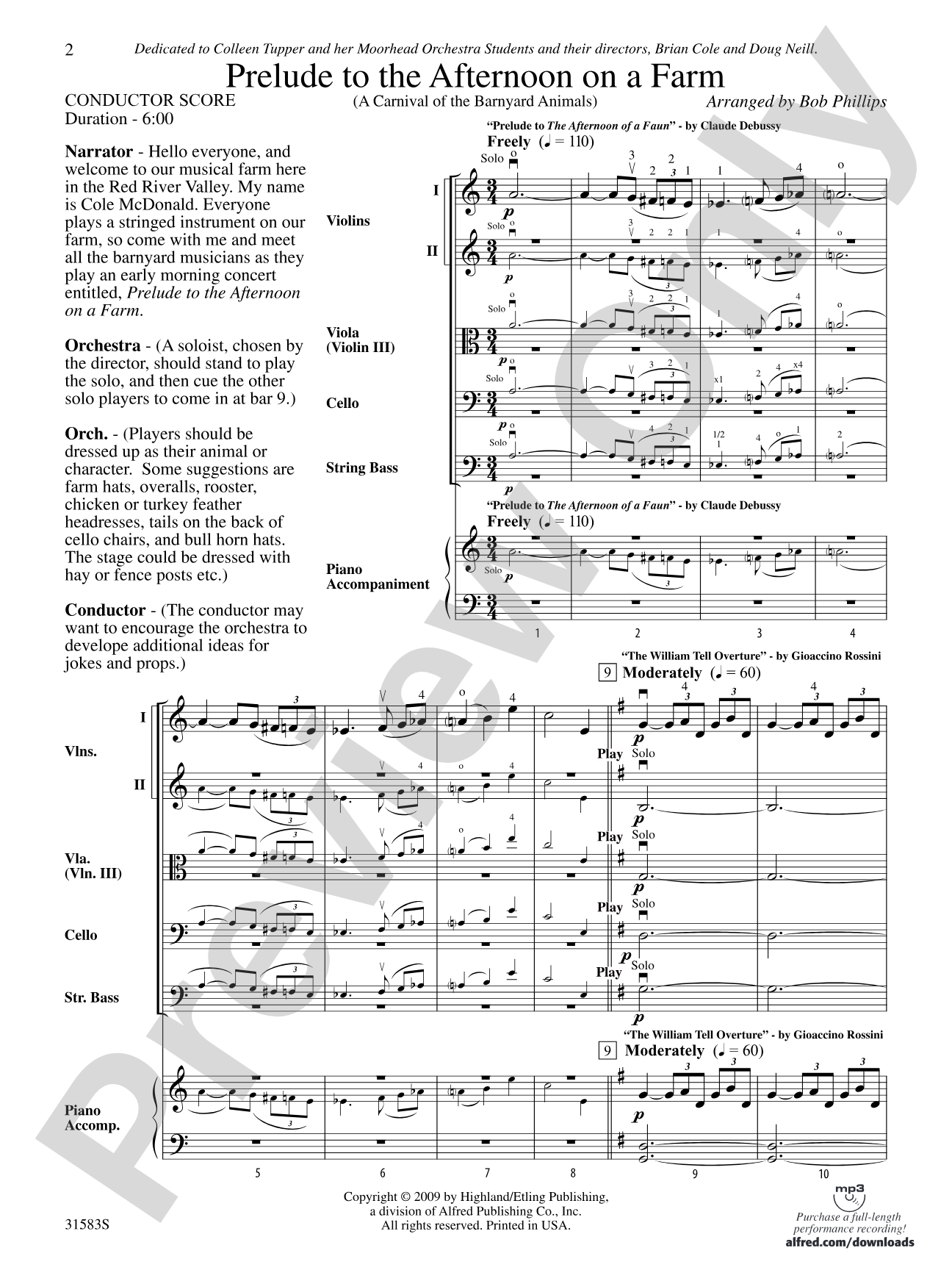 Prelude to the Afternoon on a Farm: String Orchestra Conductor Score & Parts