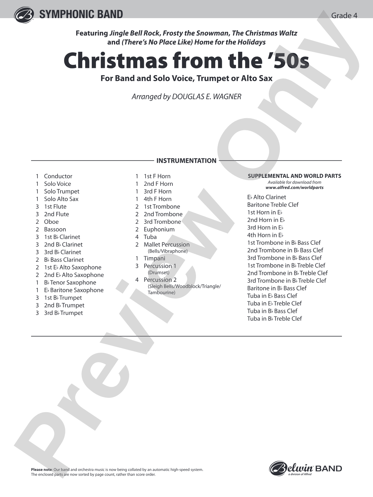 Christmas from the '50s: Concert Band Conductor Score & Parts