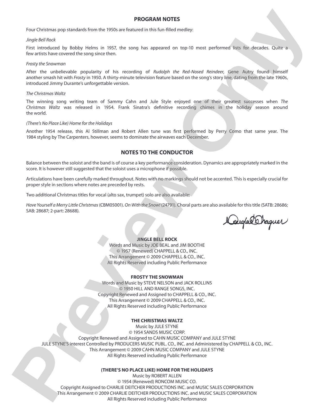 Christmas from the '50s: Concert Band Conductor Score & Parts