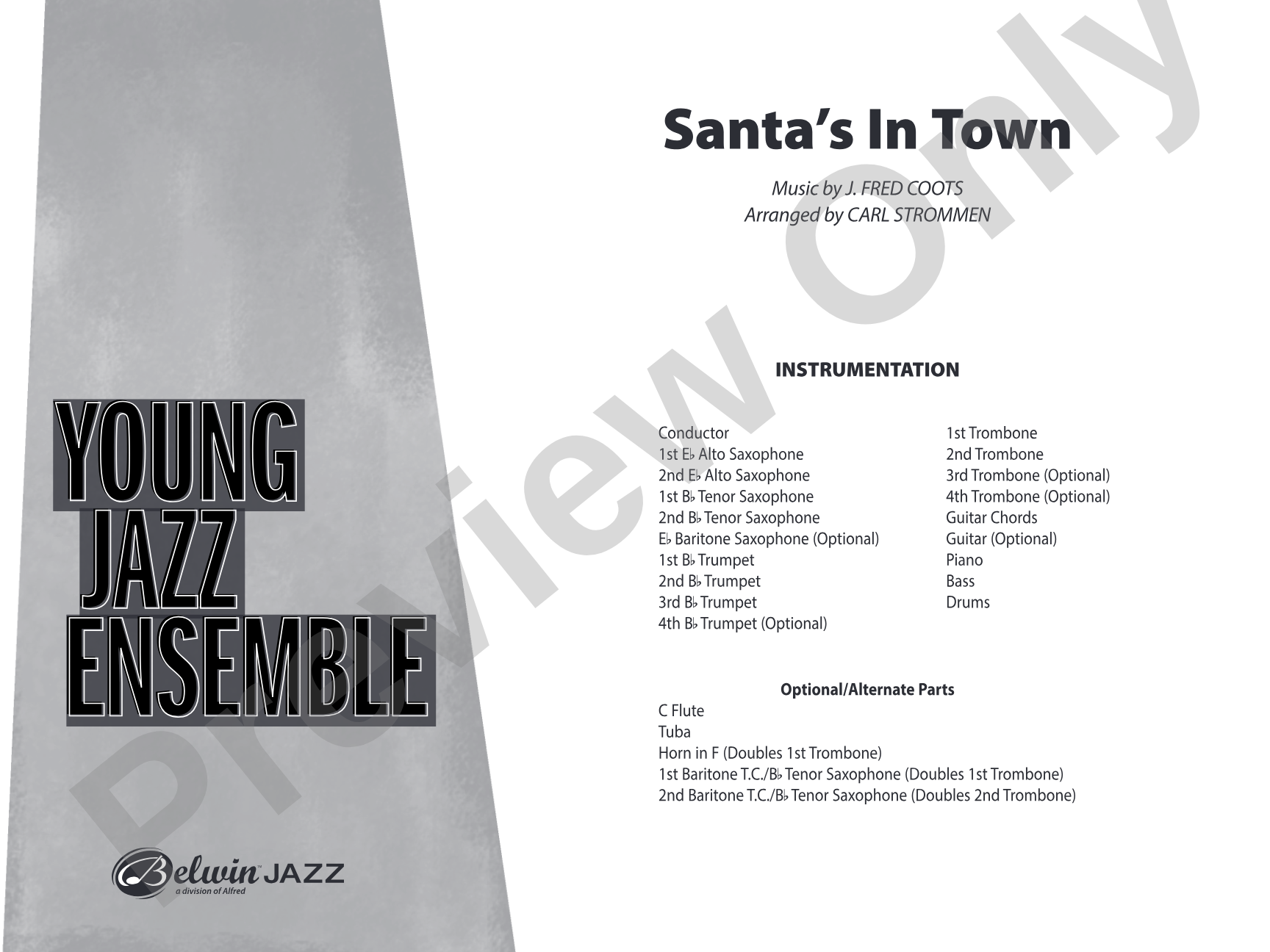 Santa's in Town: Jazz Ensemble Conductor Score & Parts
