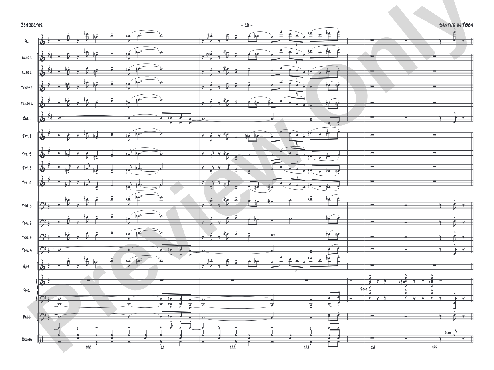 Santa's in Town: Jazz Ensemble Conductor Score & Parts