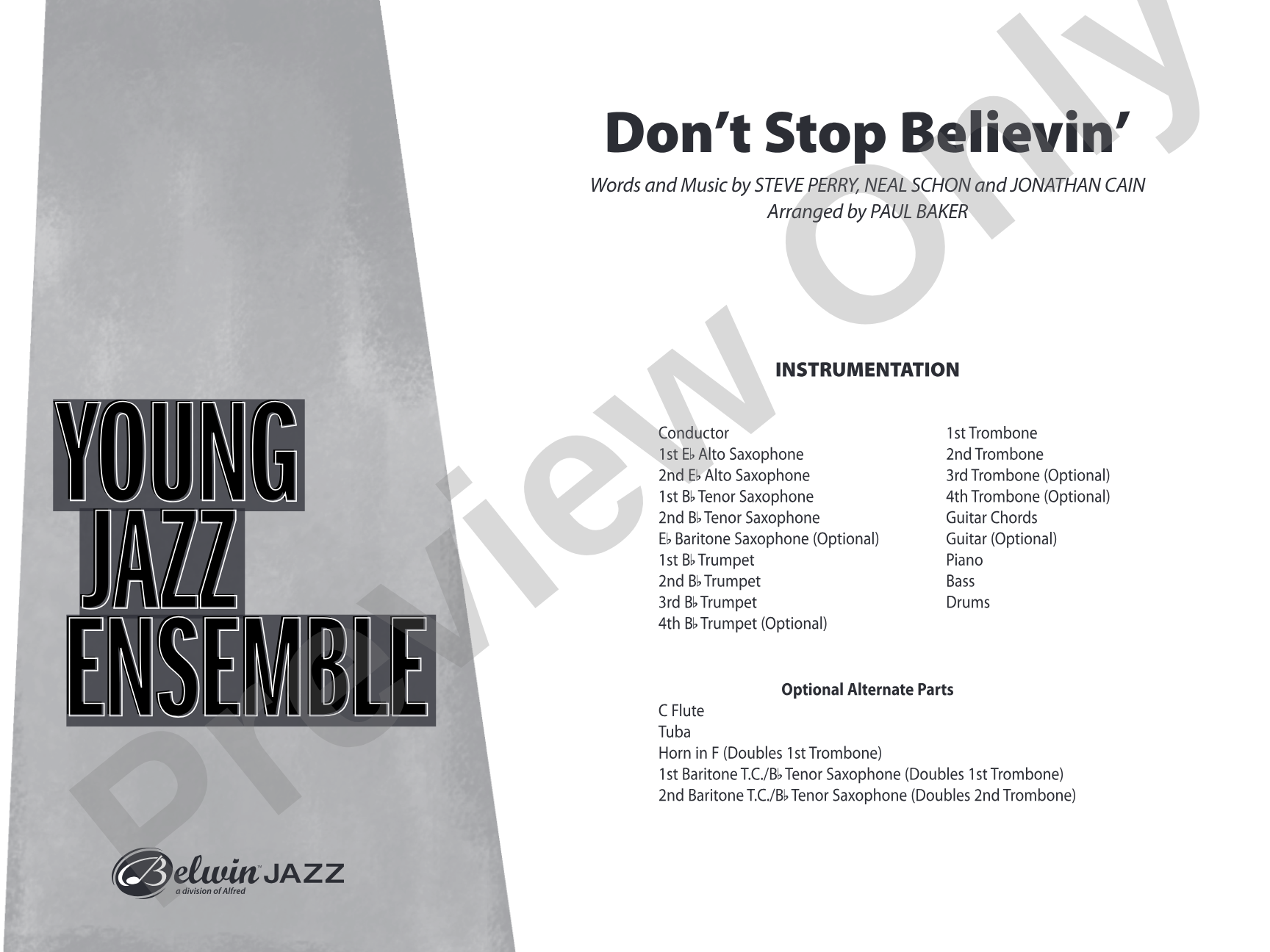 Don't Stop Believin': Jazz Ensemble Conductor Score & Parts