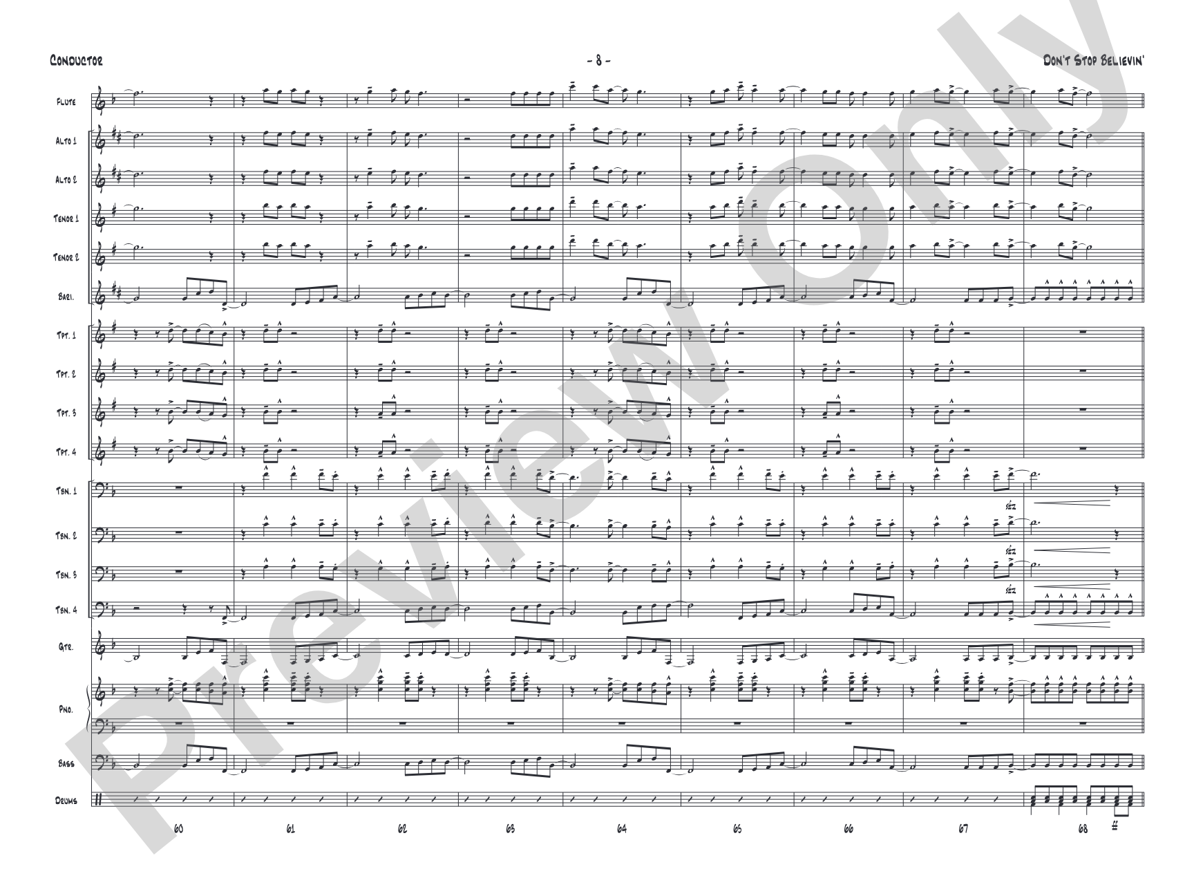 Don't Stop Believin': Jazz Ensemble Conductor Score & Parts