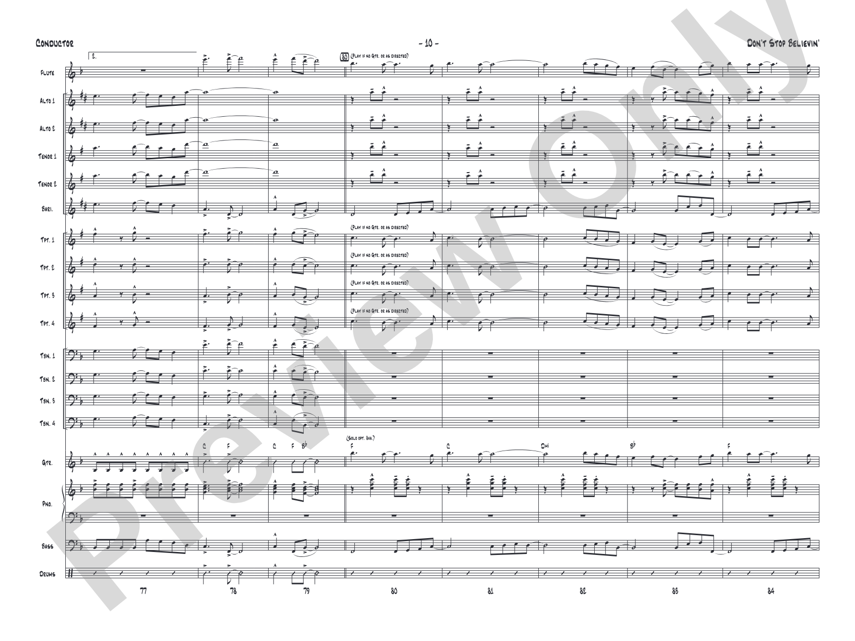 Don't Stop Believin': Jazz Ensemble Conductor Score & Parts