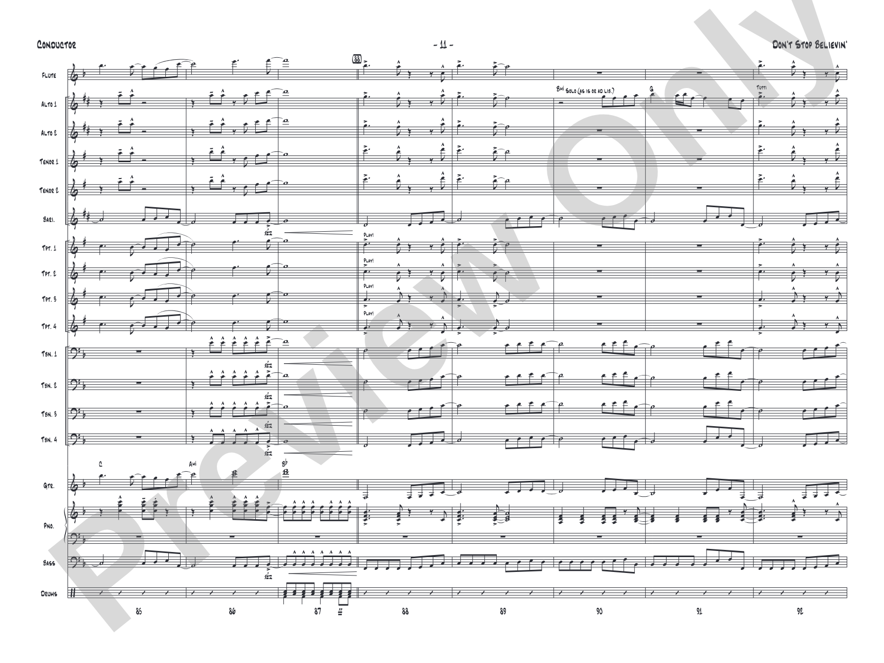 Don't Stop Believin': Jazz Ensemble Conductor Score & Parts