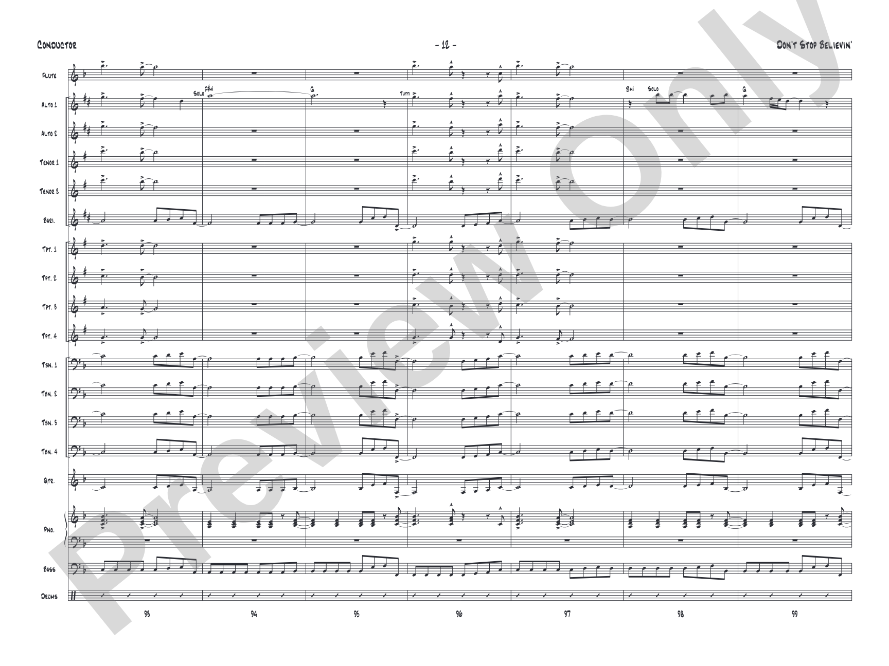 Don't Stop Believin': Jazz Ensemble Conductor Score & Parts