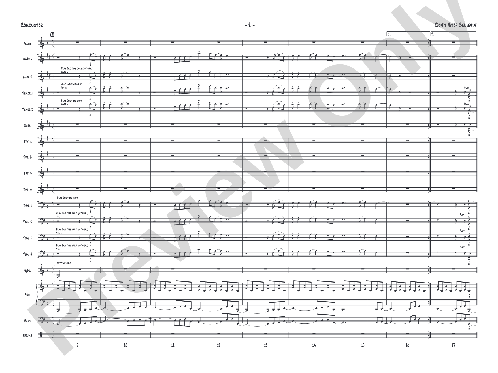 Don't Stop Believin': Jazz Ensemble Conductor Score & Parts