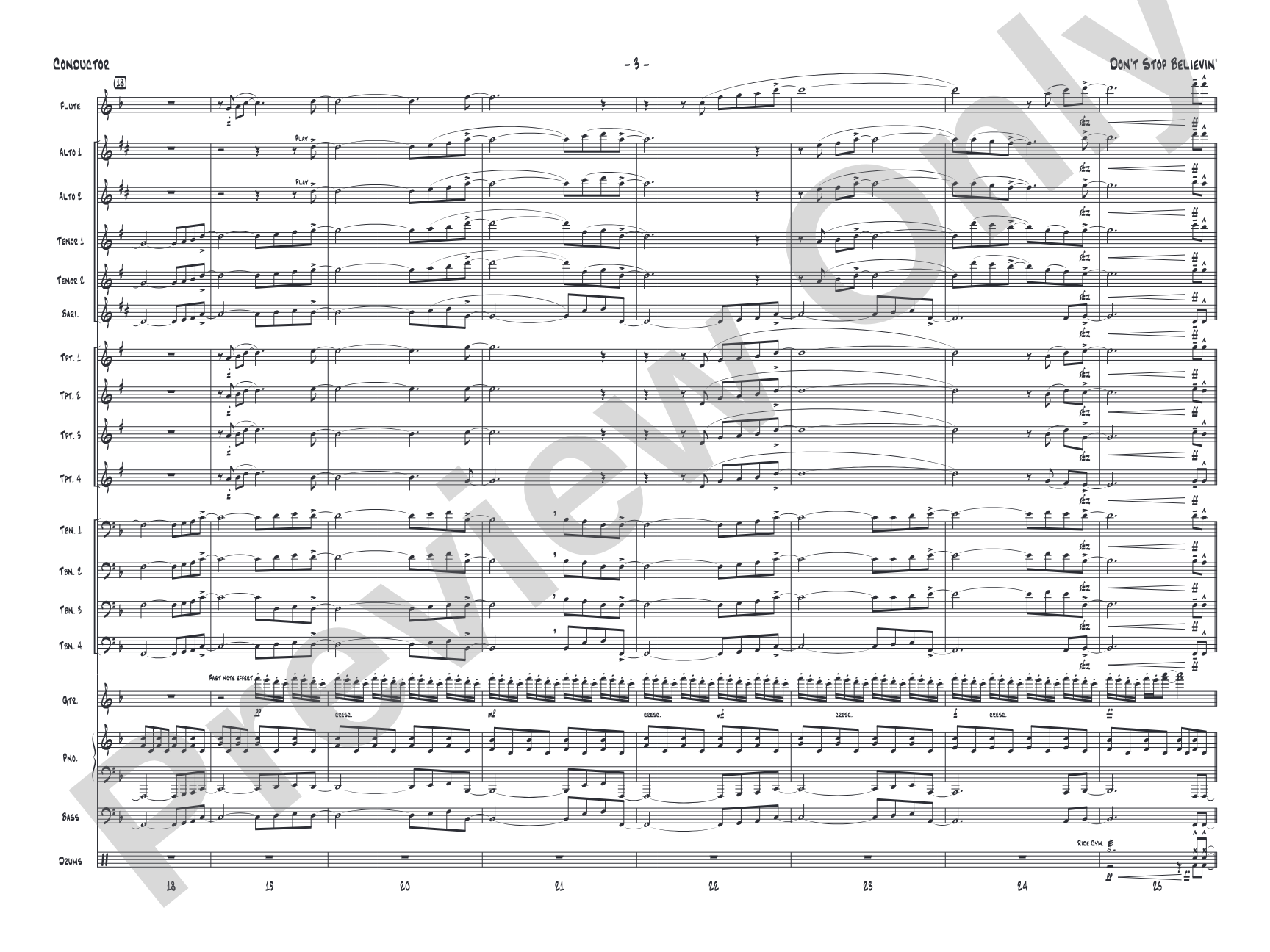 Don't Stop Believin': Jazz Ensemble Conductor Score & Parts