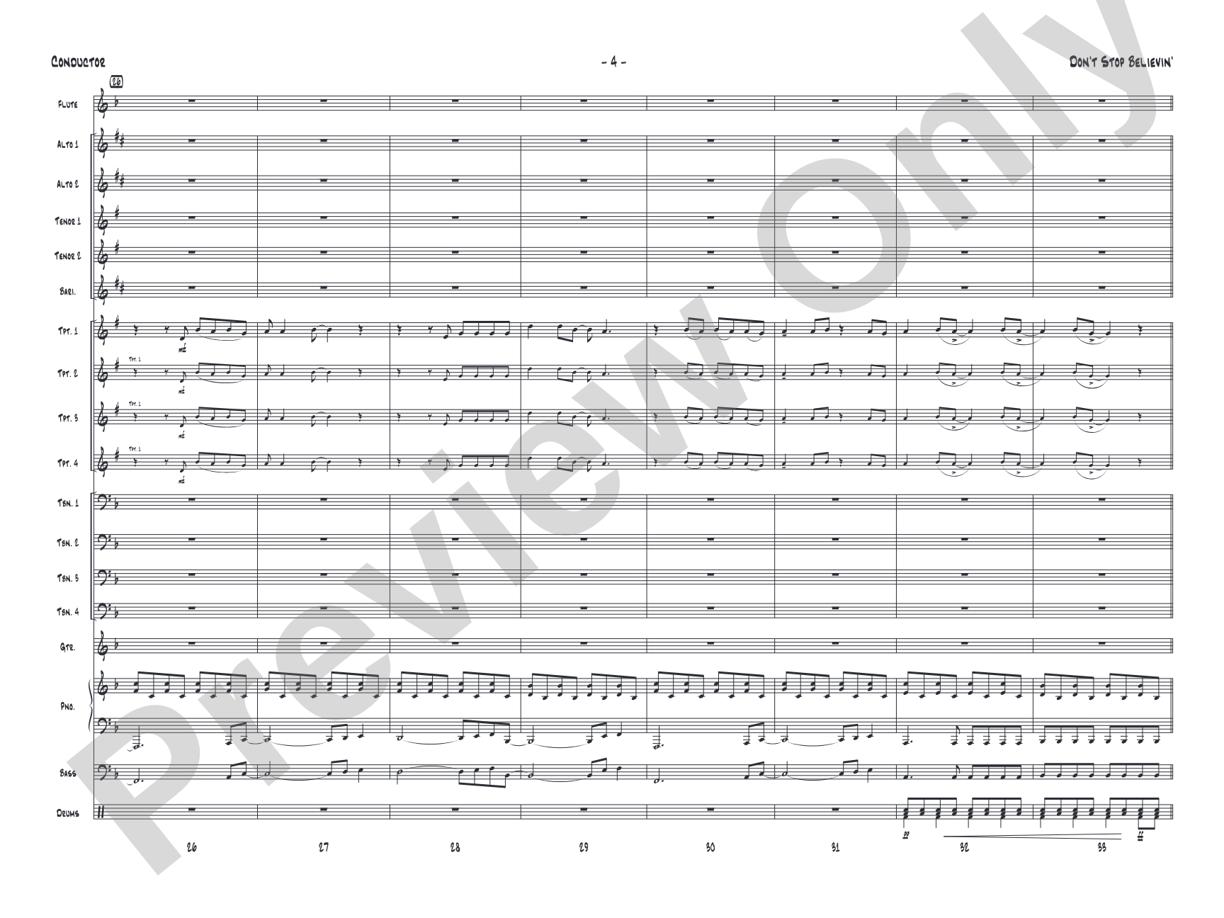 Don't Stop Believin': Jazz Ensemble Conductor Score & Parts
