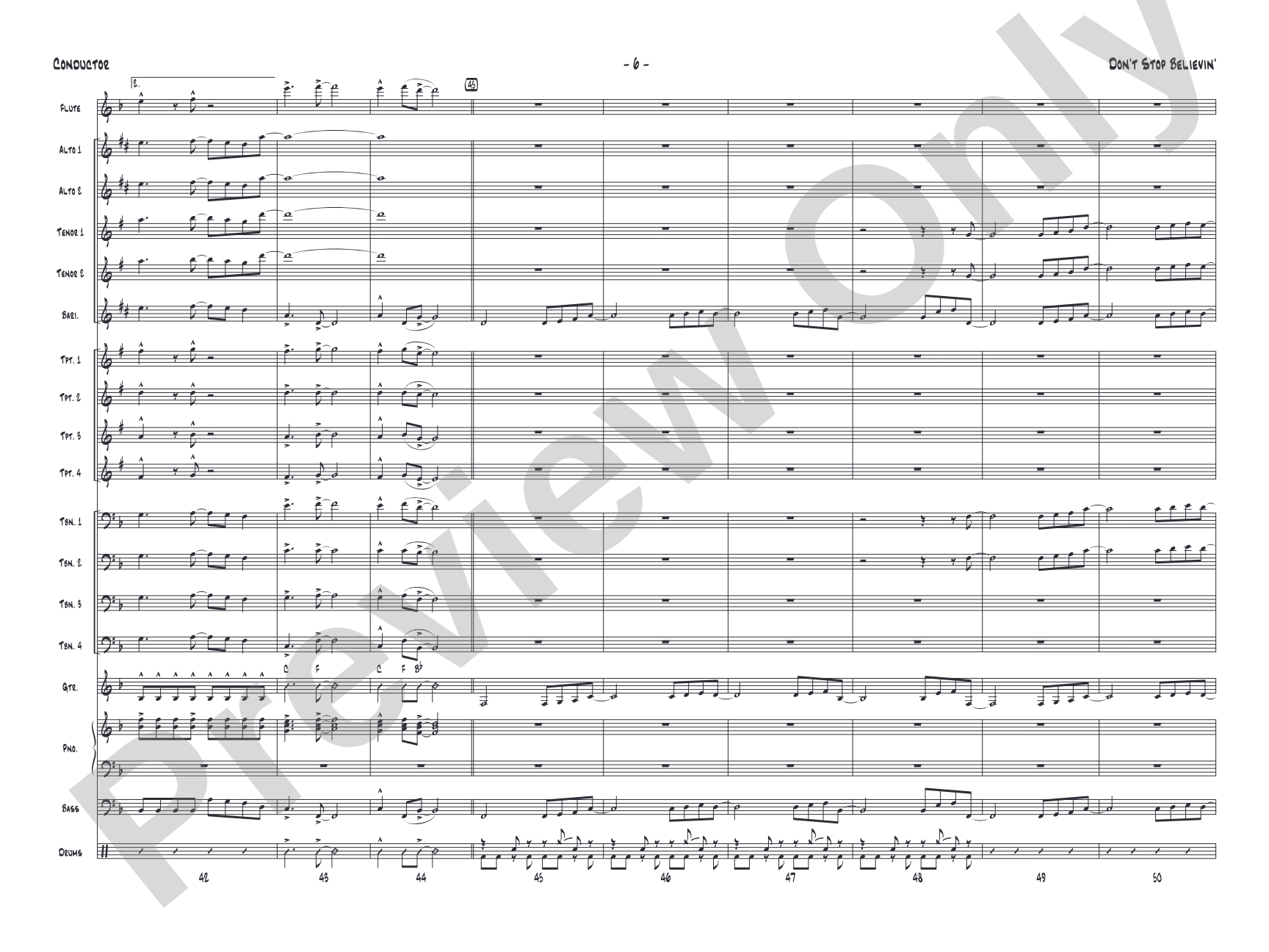 Don't Stop Believin': Jazz Ensemble Conductor Score & Parts