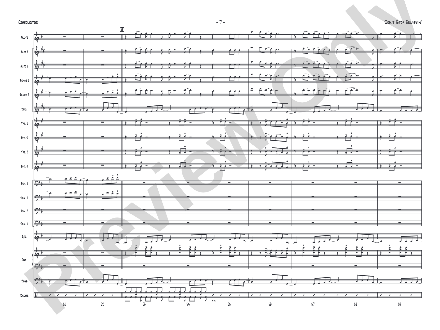Don't Stop Believin': Jazz Ensemble Conductor Score & Parts