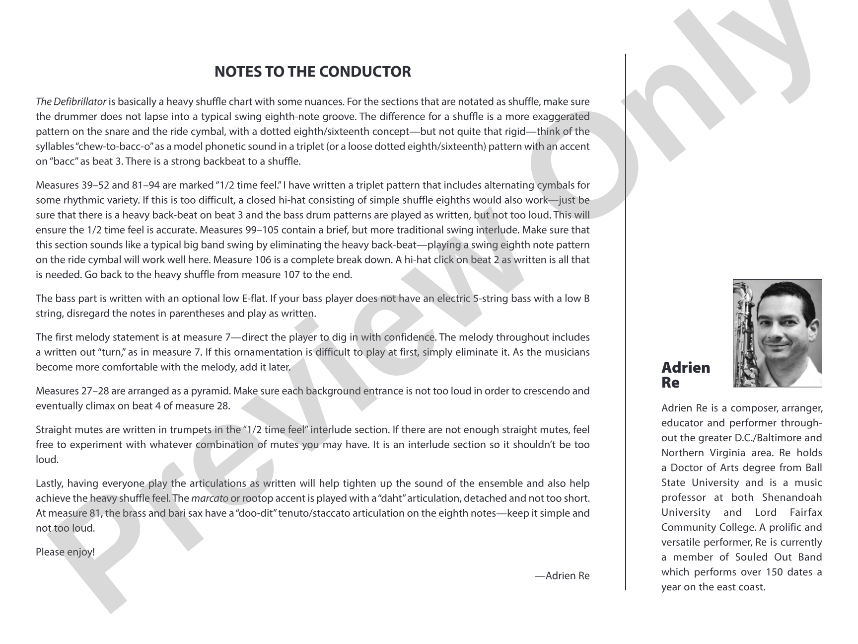 The Defibrillator: Jazz Ensemble Conductor Score & Parts