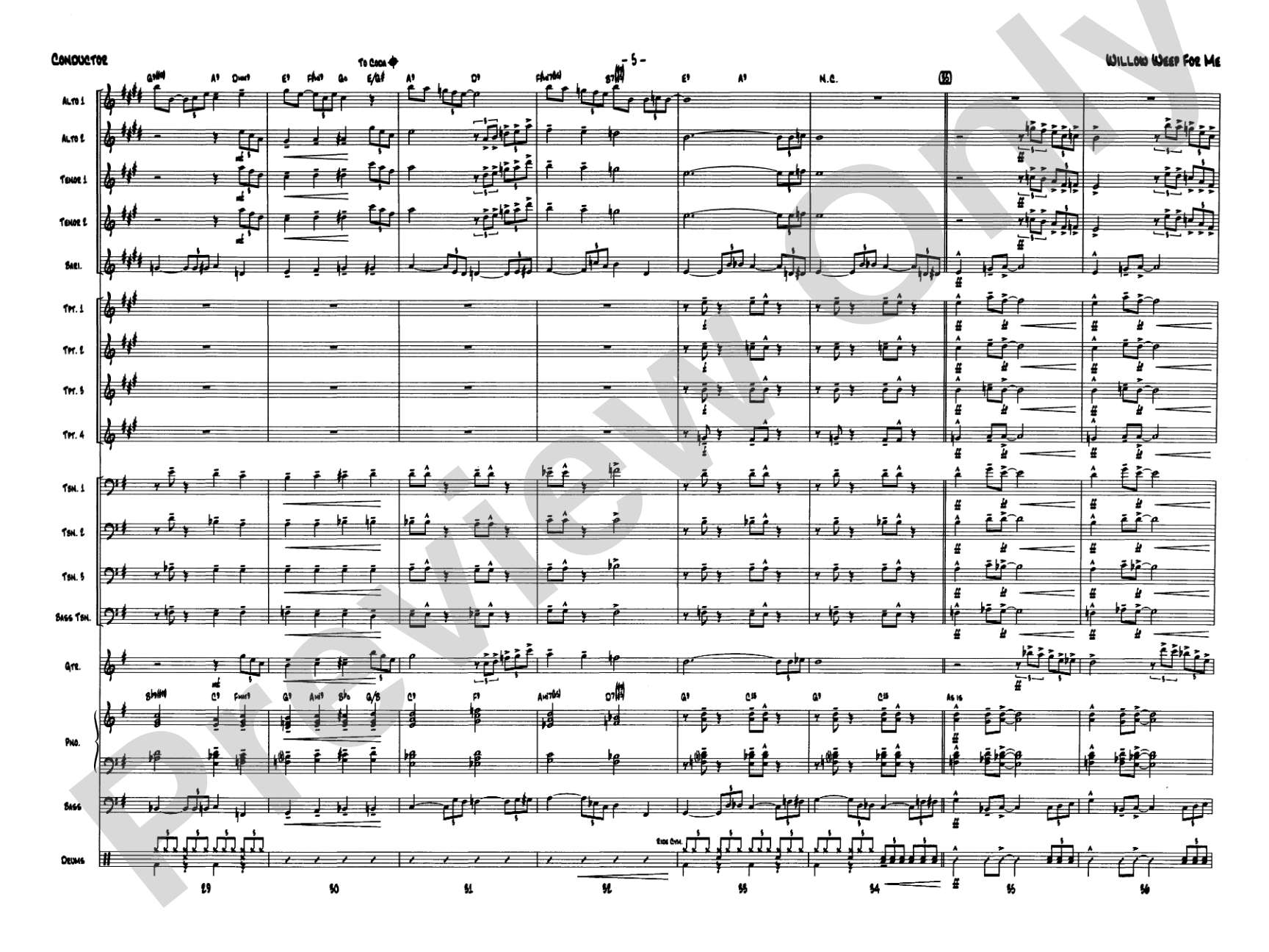 Willow Weep for Me: Jazz Ensemble Conductor Score & Parts