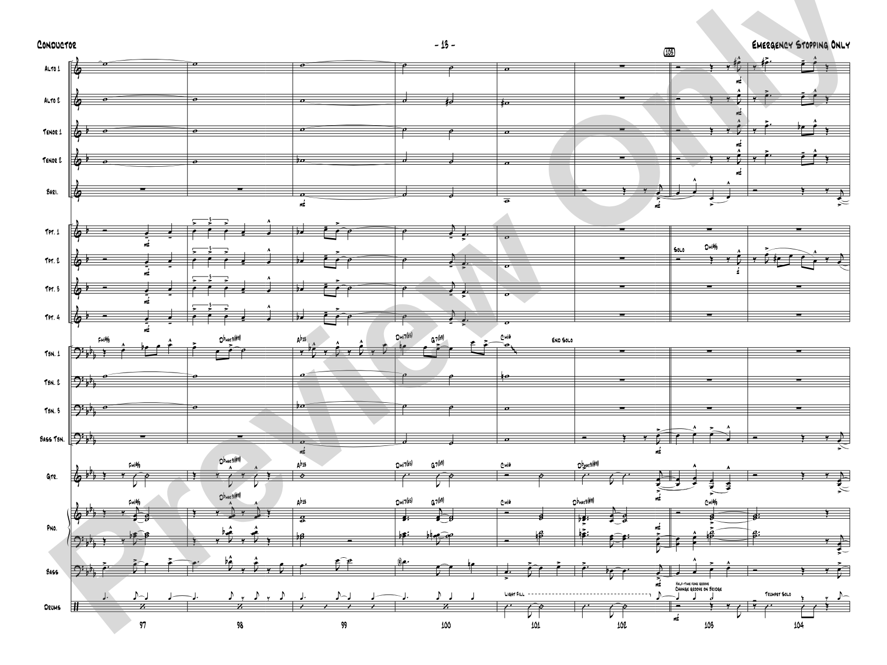 Emergency Stopping Only: Score