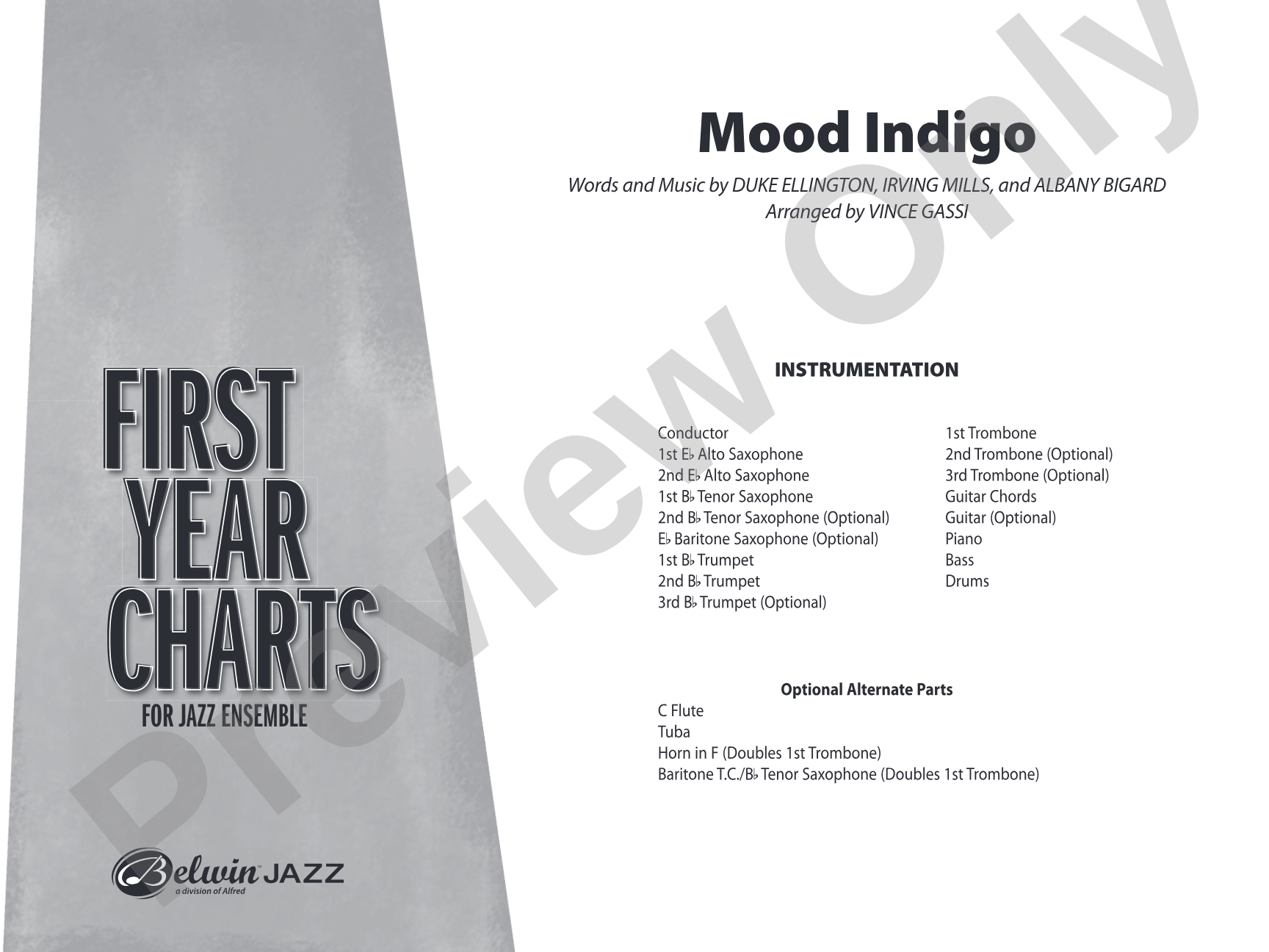 Mood Indigo: Jazz Ensemble Conductor Score & Parts