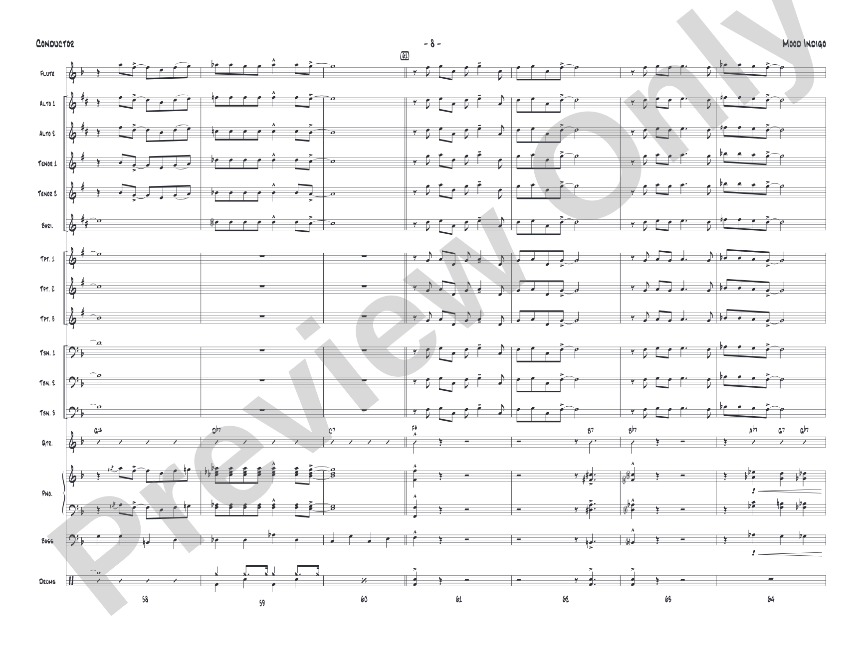Mood Indigo: Jazz Ensemble Conductor Score & Parts