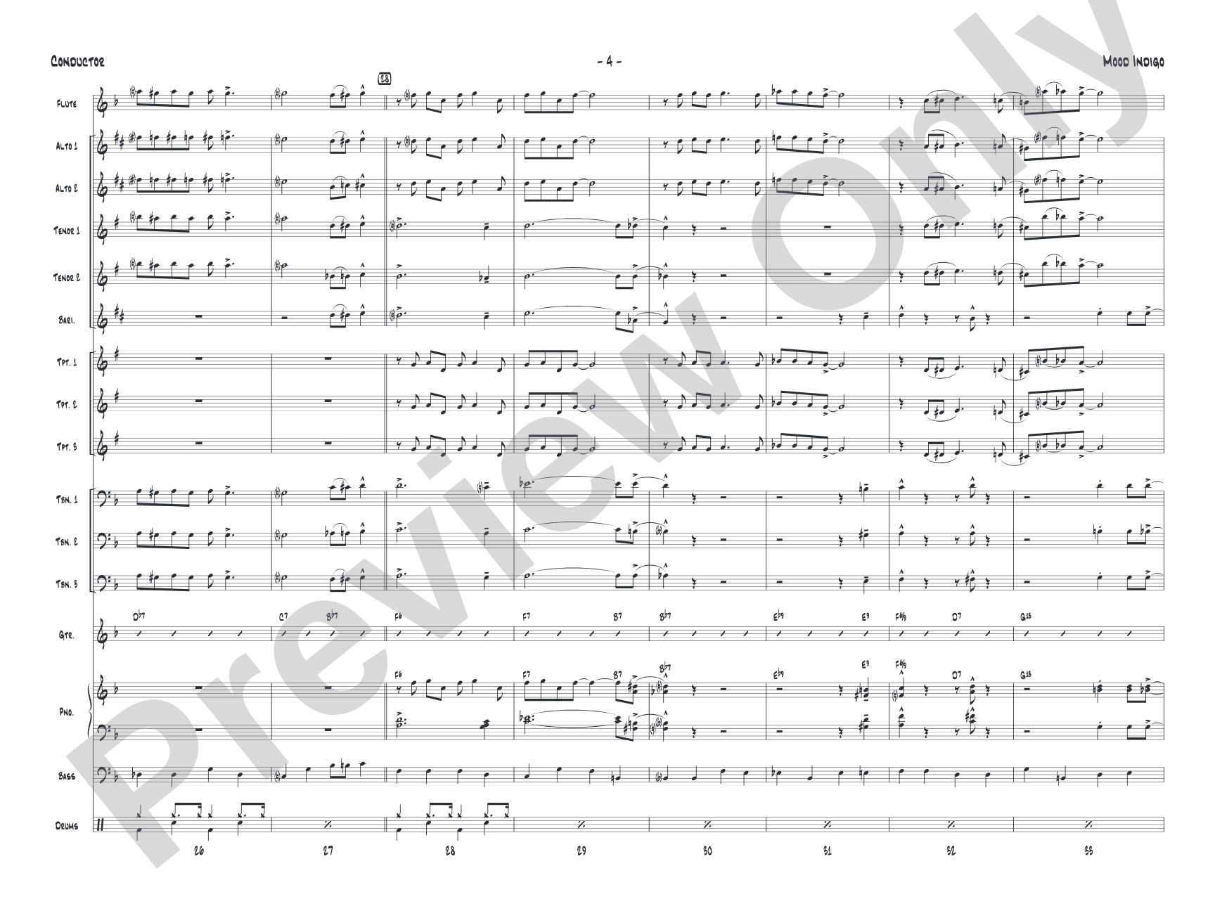 Mood Indigo: Jazz Ensemble Conductor Score & Parts