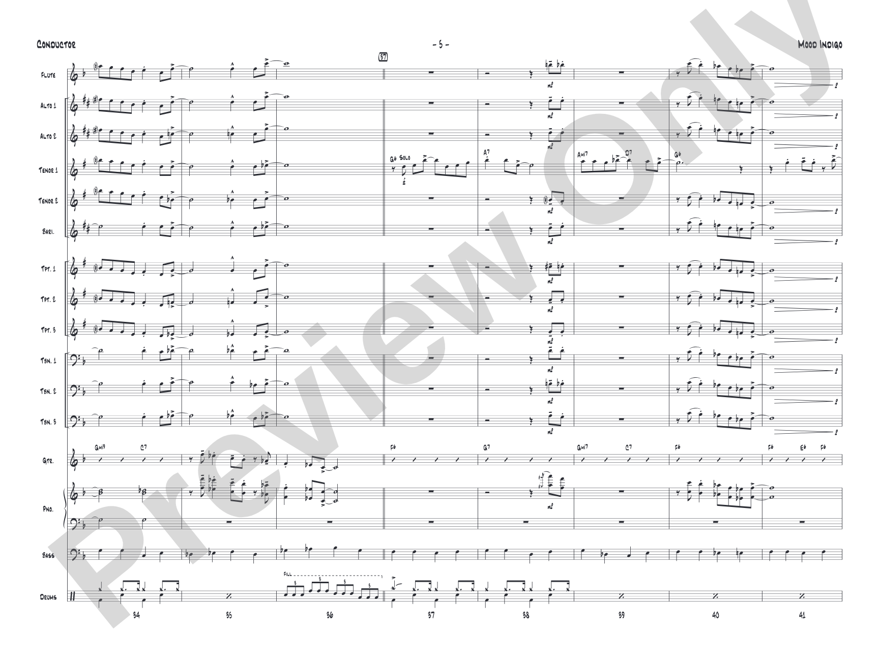 Mood Indigo: Jazz Ensemble Conductor Score & Parts