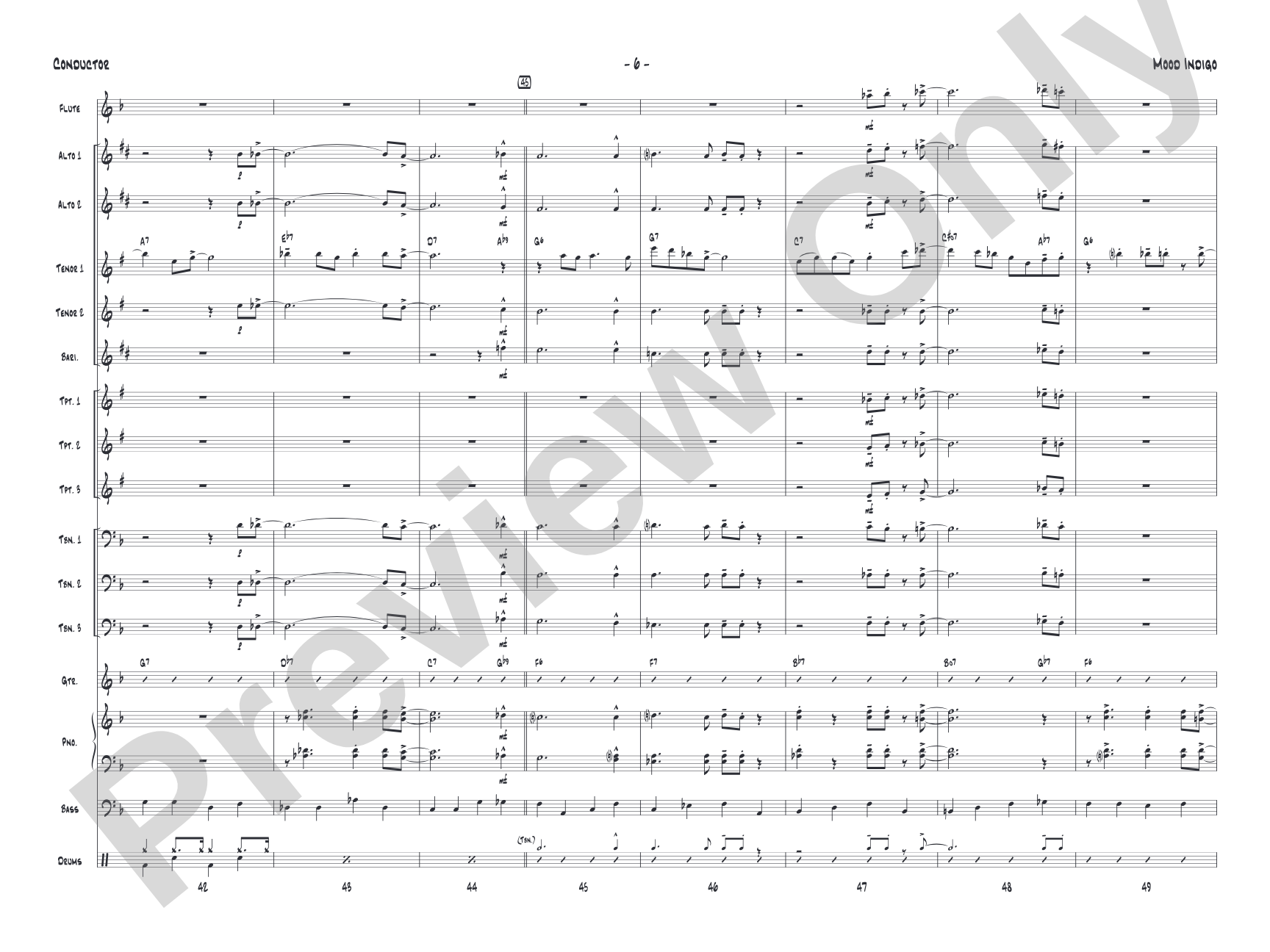 Mood Indigo: Jazz Ensemble Conductor Score & Parts