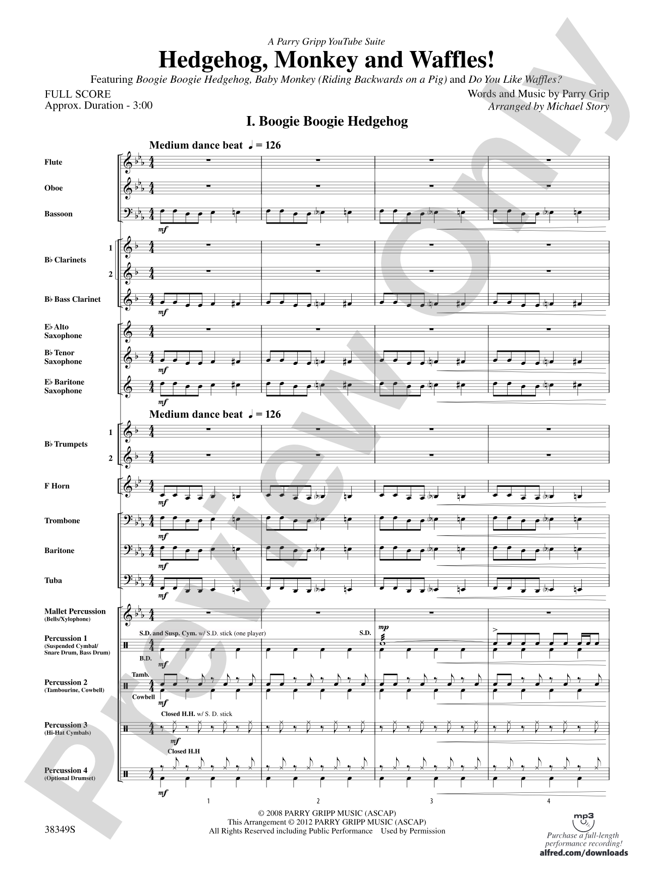 Hedgehog, Monkey and Waffles!: Concert Band Conductor Score & Parts