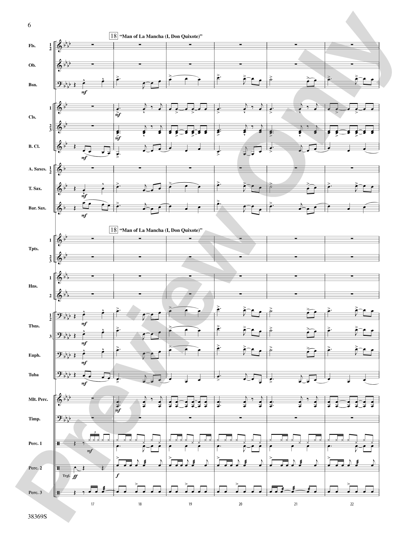 Man of La Mancha: Concert Band Conductor Score & Parts