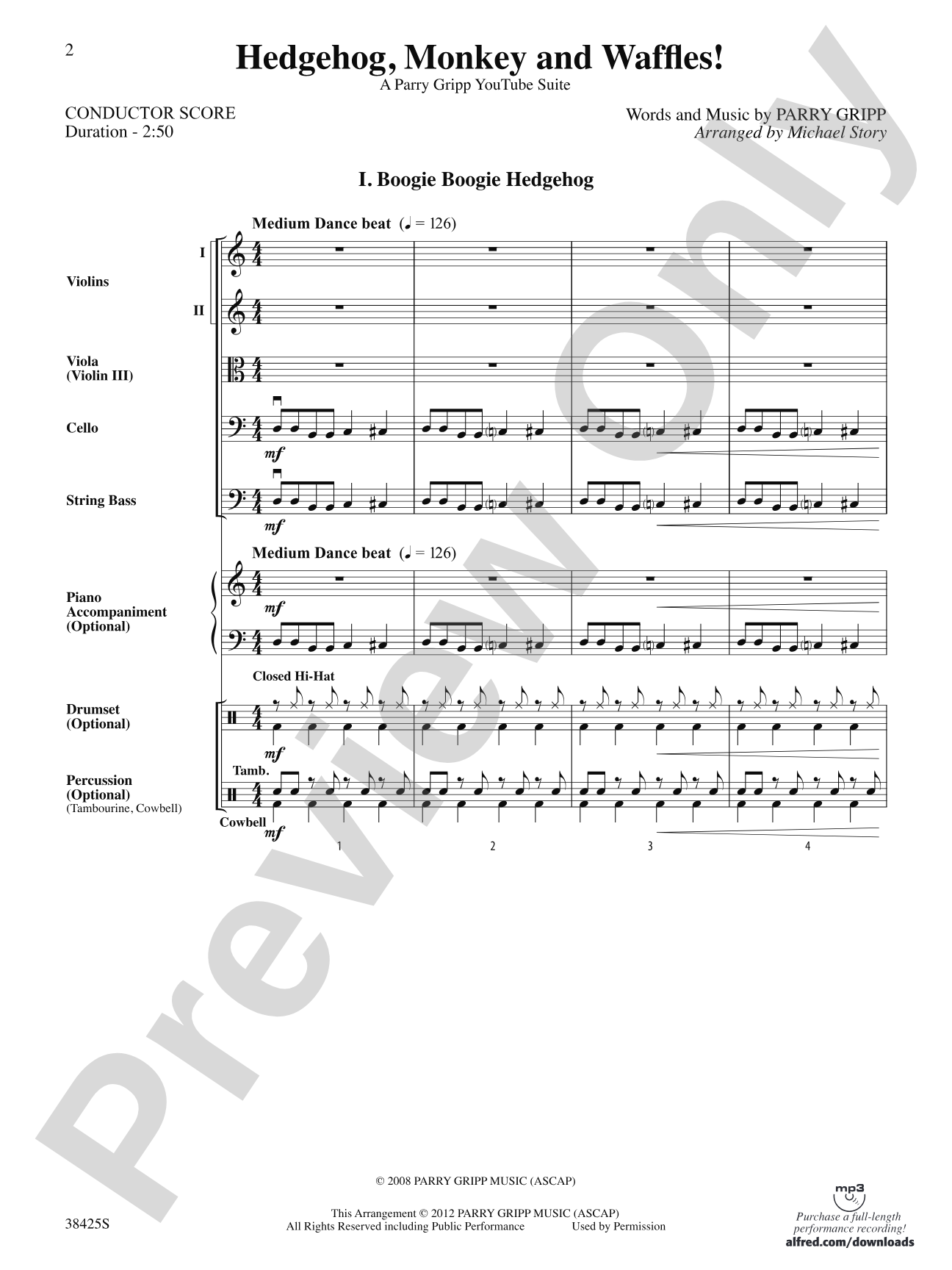 Hedgehog, Monkey and Waffles!: String Orchestra Conductor Score & Parts