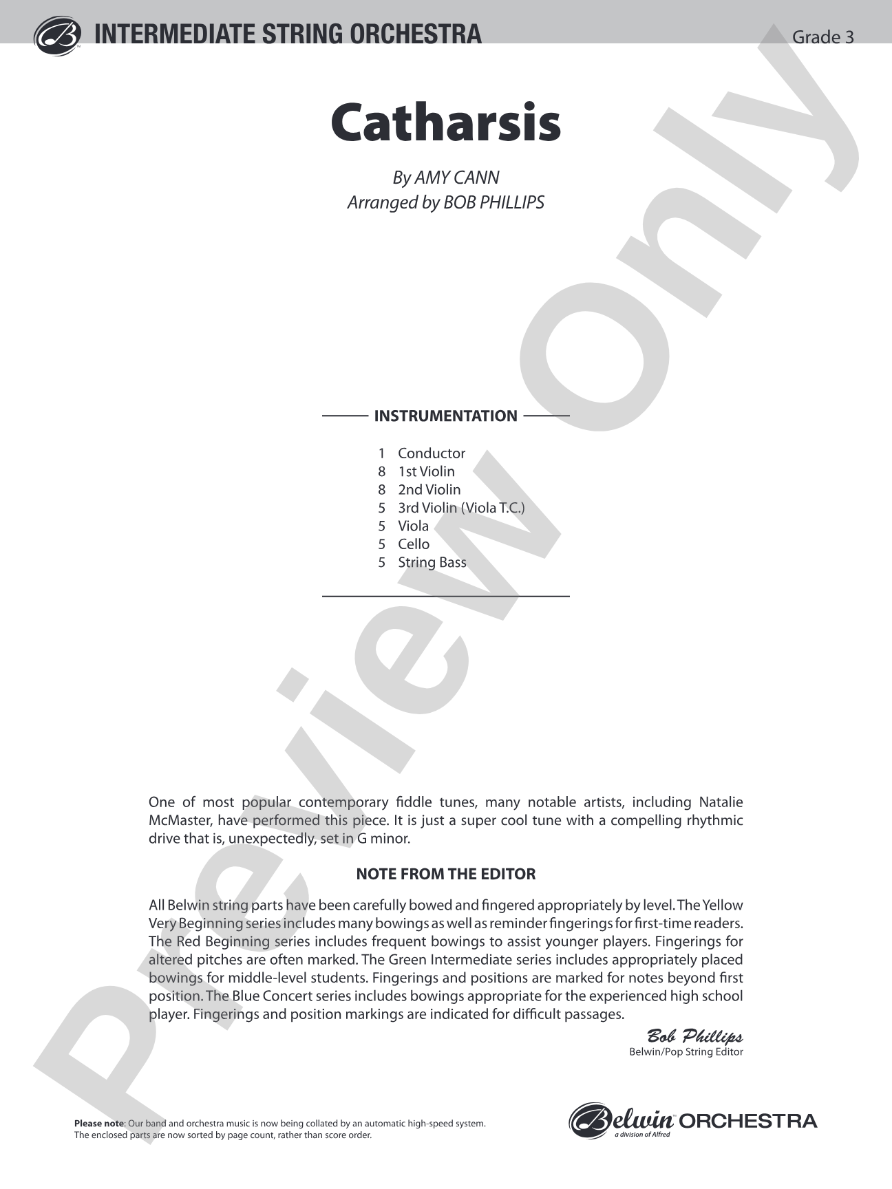 Catharsis: String Orchestra Conductor Score & Parts