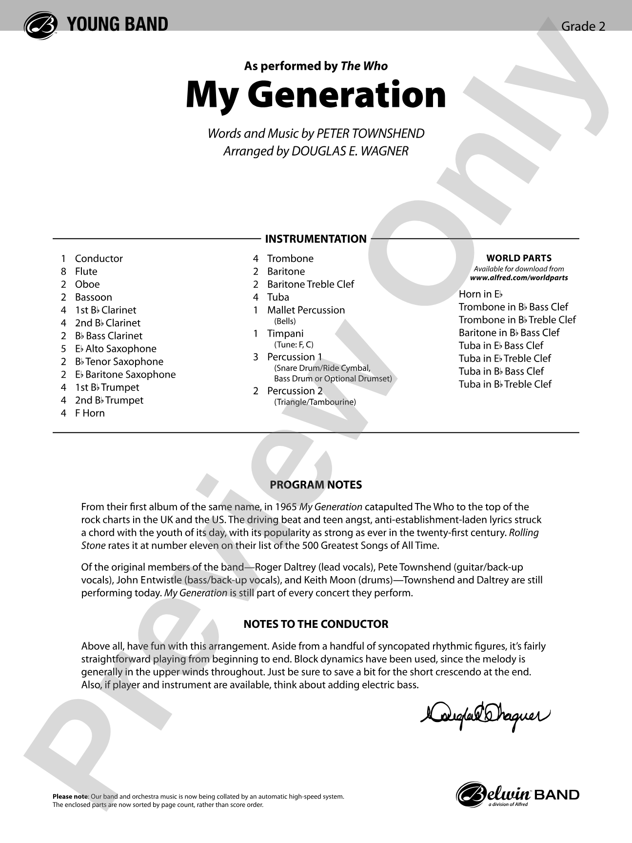 My Generation: Concert Band Conductor Score & Parts