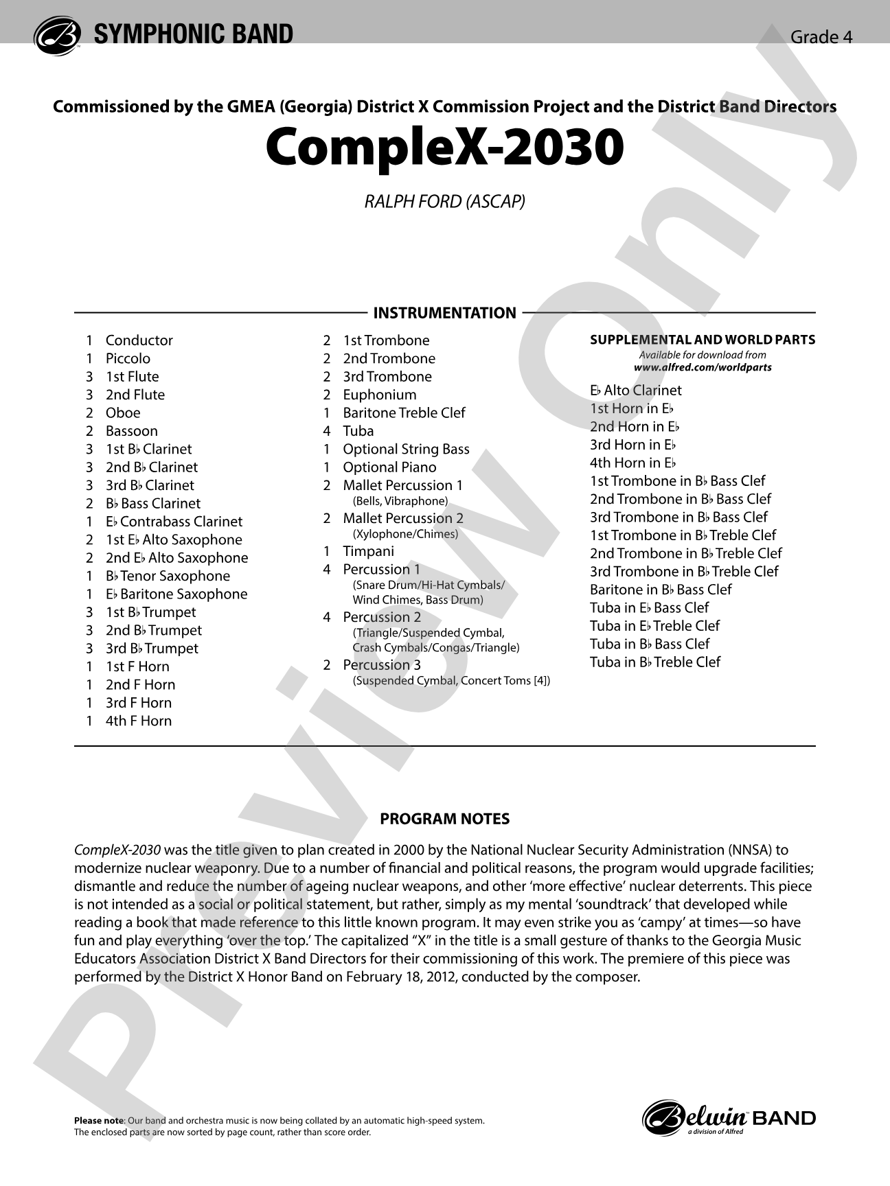 CompleX-2030: Concert Band Conductor Score & Parts