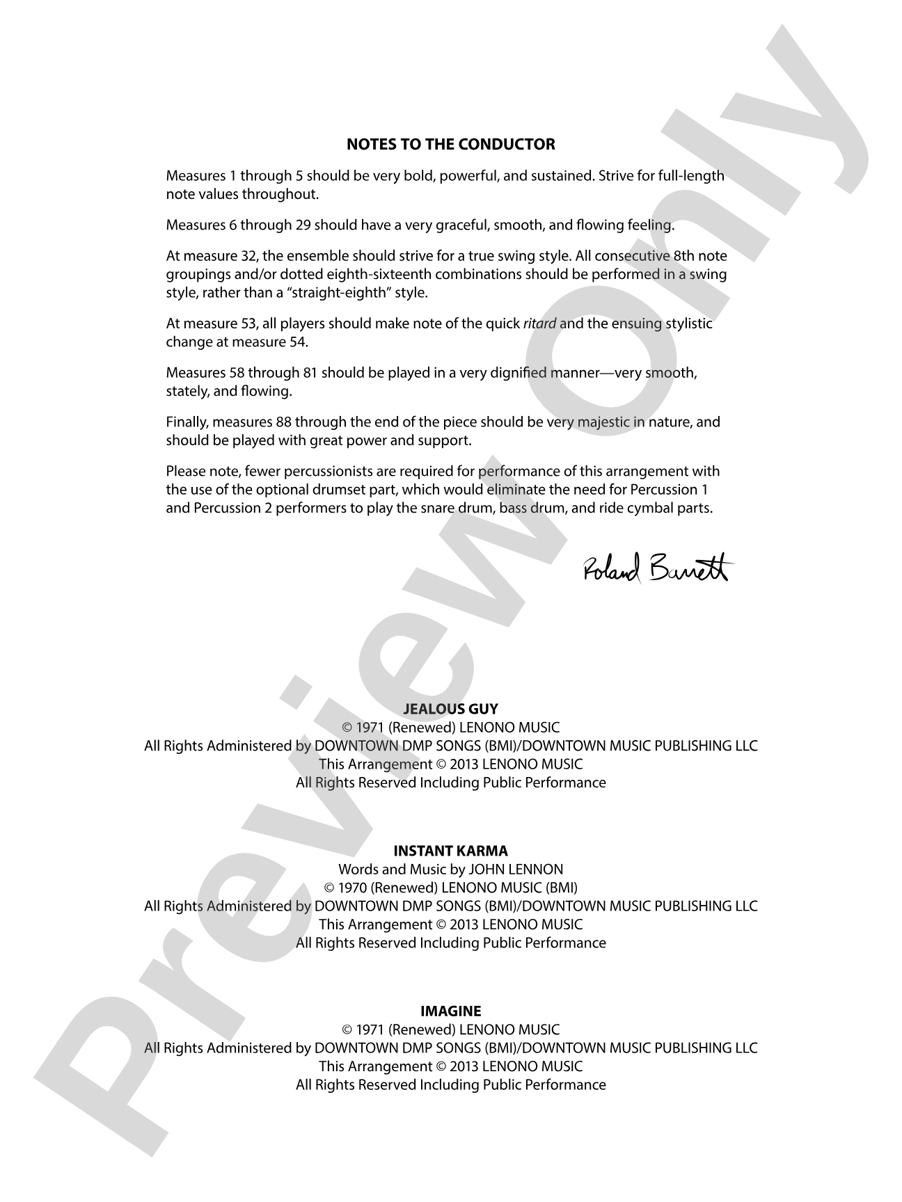 Lennon: Concert Band Conductor Score & Parts