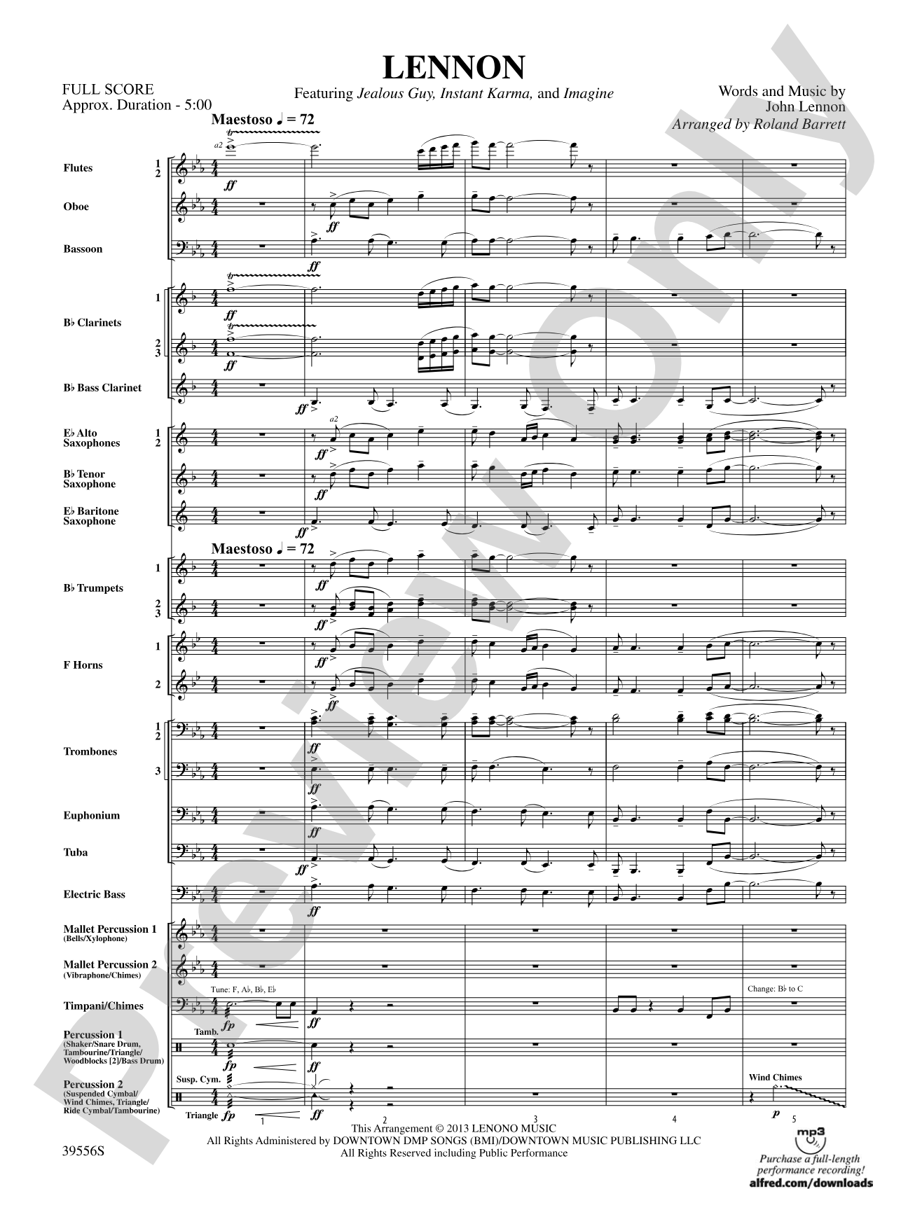 Lennon: Concert Band Conductor Score & Parts