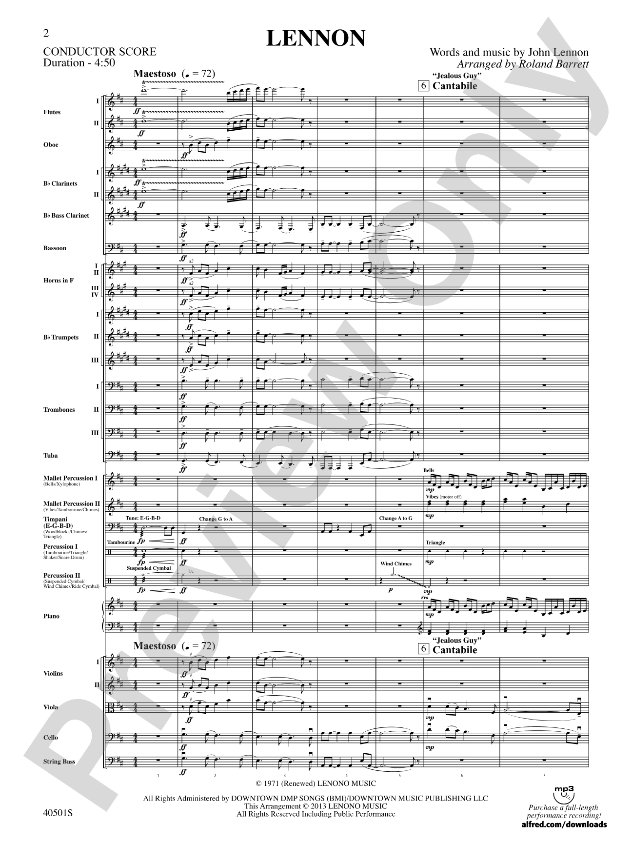Lennon: Full Orchestra Conductor Score & Parts