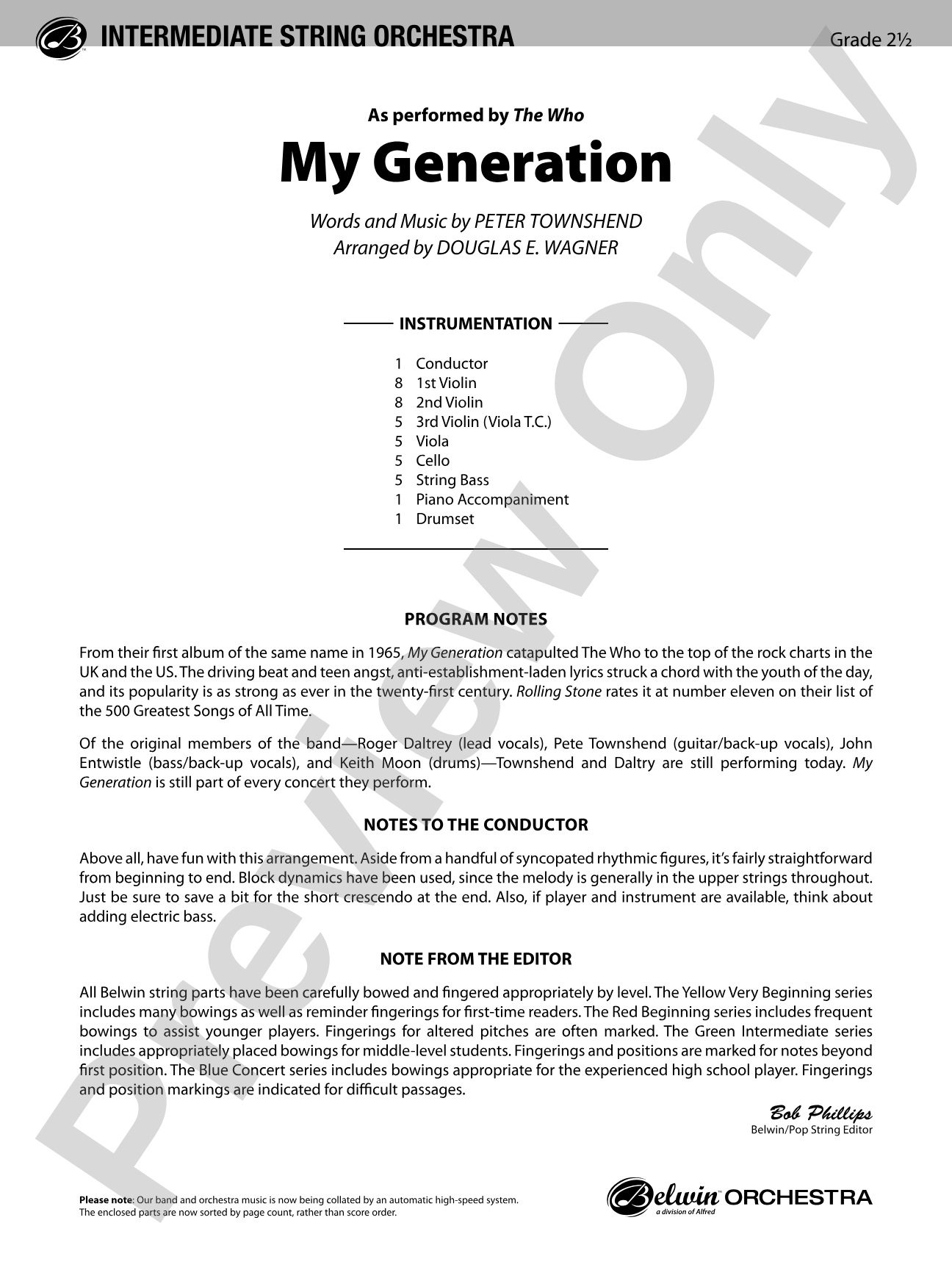 My Generation: String Orchestra Conductor Score & Parts