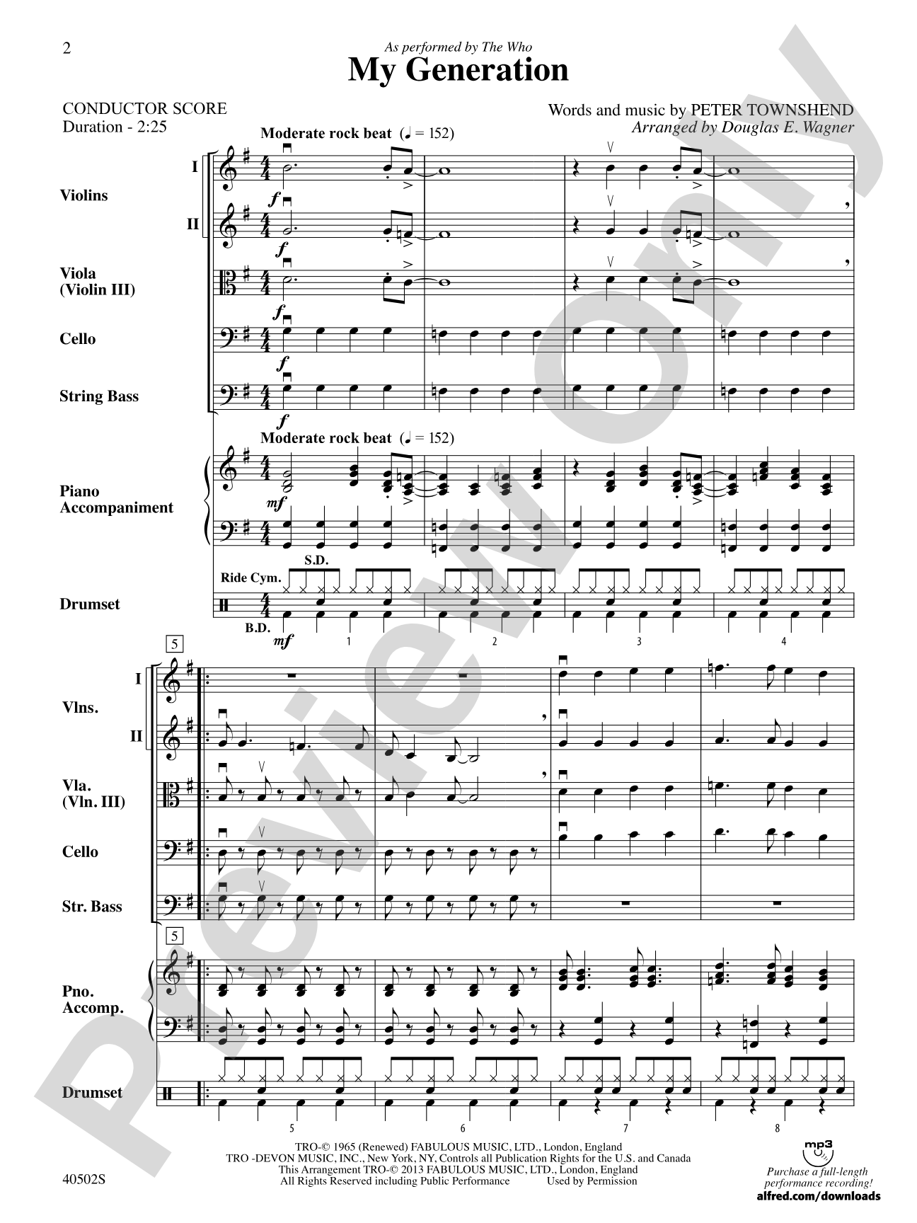 My Generation: String Orchestra Conductor Score & Parts